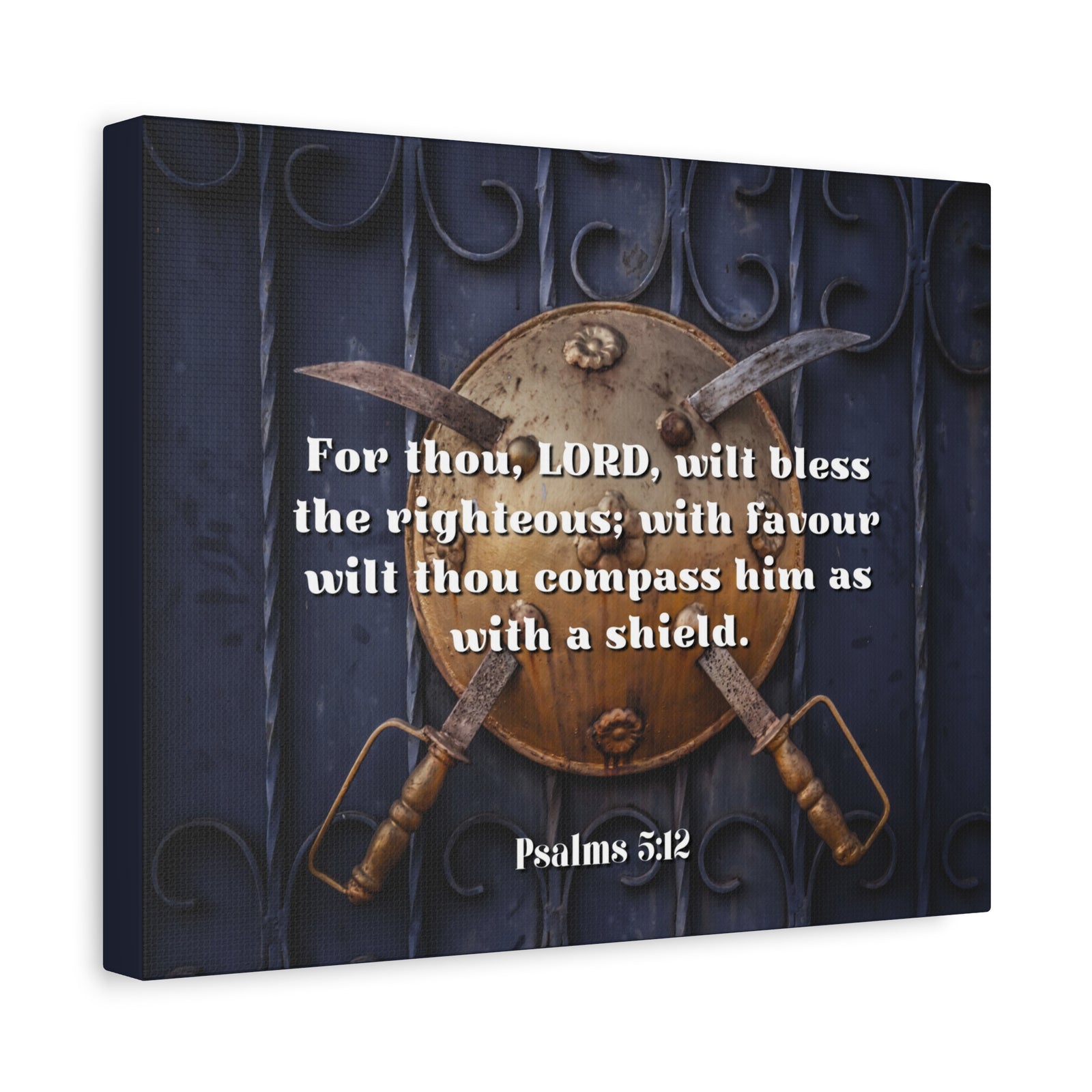 Scripture Canvas Bless The Righteous Psalm 5:12 Christian Wall Art Bible Verse Print Ready to Hang-Express Your Love Gifts
