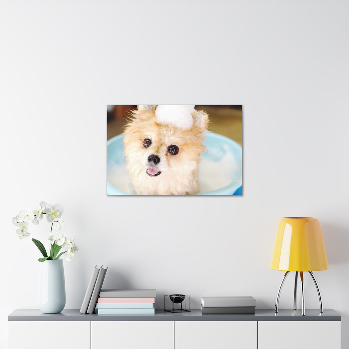Cute Pomeranian Bathee Canvas Wall Art for Home Decor Ready-to-Hang-Express Your Love Gifts