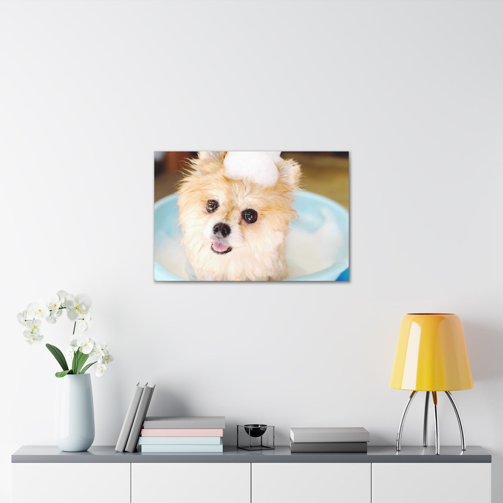 Cute Pomeranian Bathee Canvas Wall Art for Home Decor Ready-to-Hang-Express Your Love Gifts