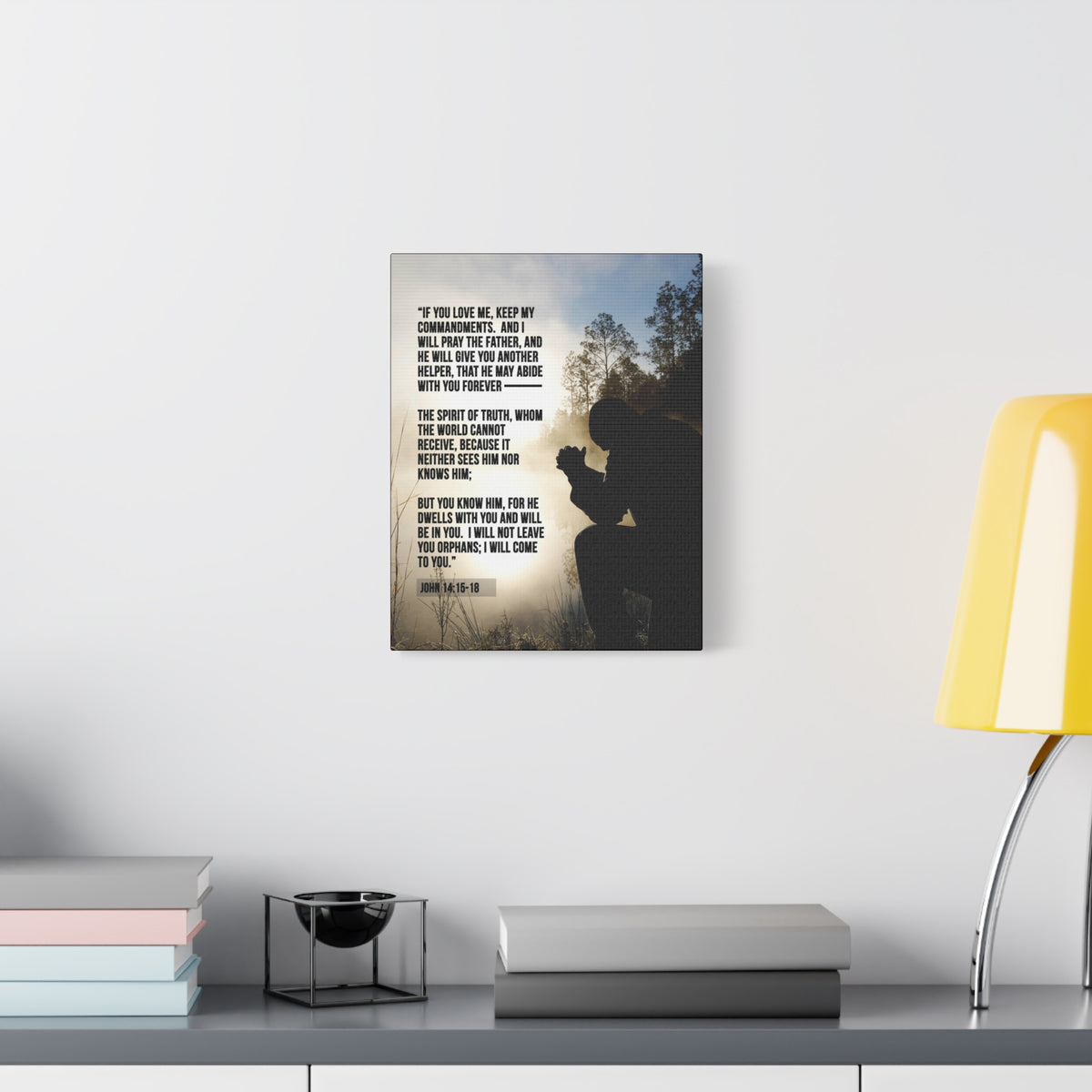 Scripture Canvas Keep my Commandments John 14:15‭-‬18 Christian Wall Art Bible Verse Print Ready to Hang-Express Your Love Gifts