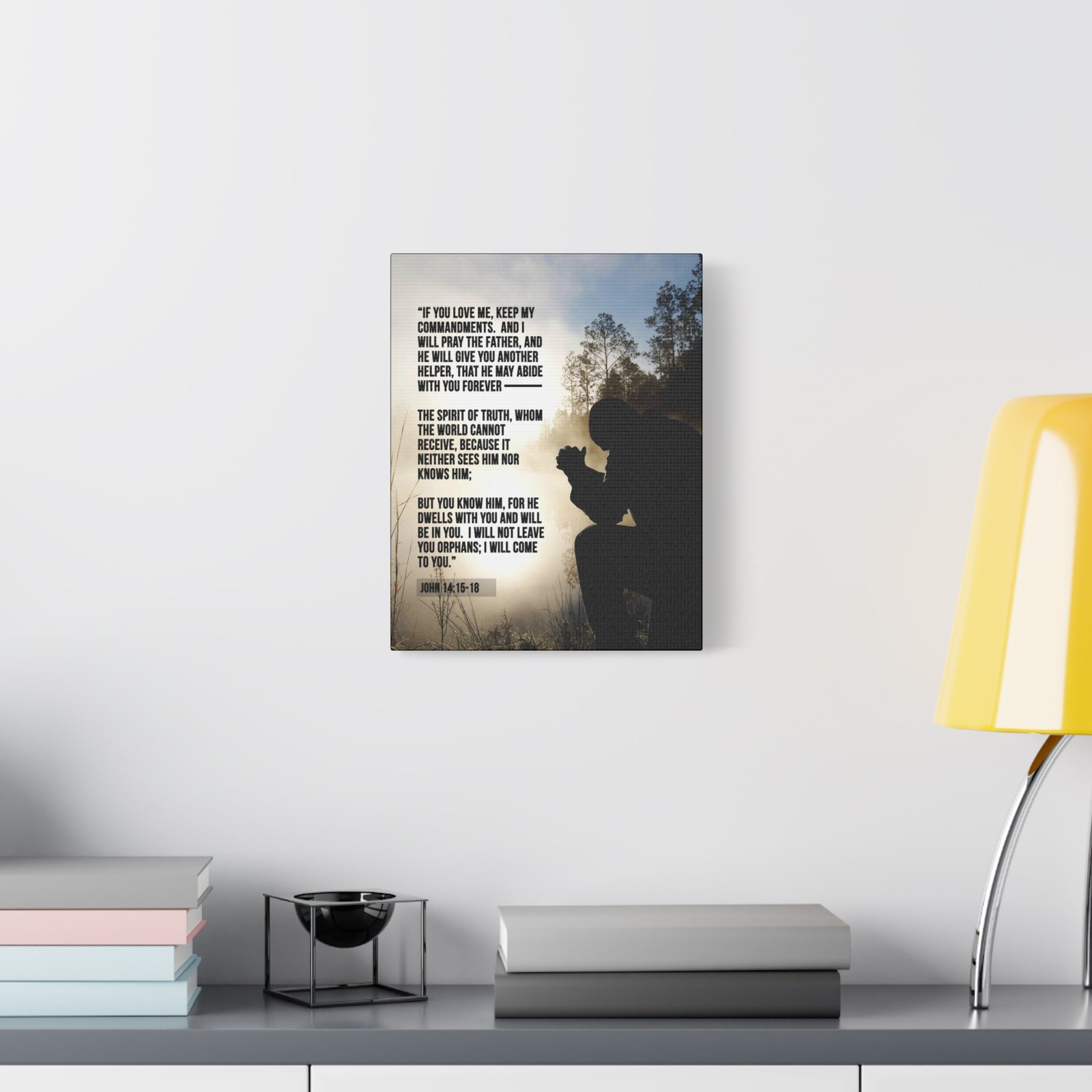 Scripture Canvas Keep my Commandments John 14:15‭-‬18 Christian Wall Art Bible Verse Print Ready to Hang-Express Your Love Gifts