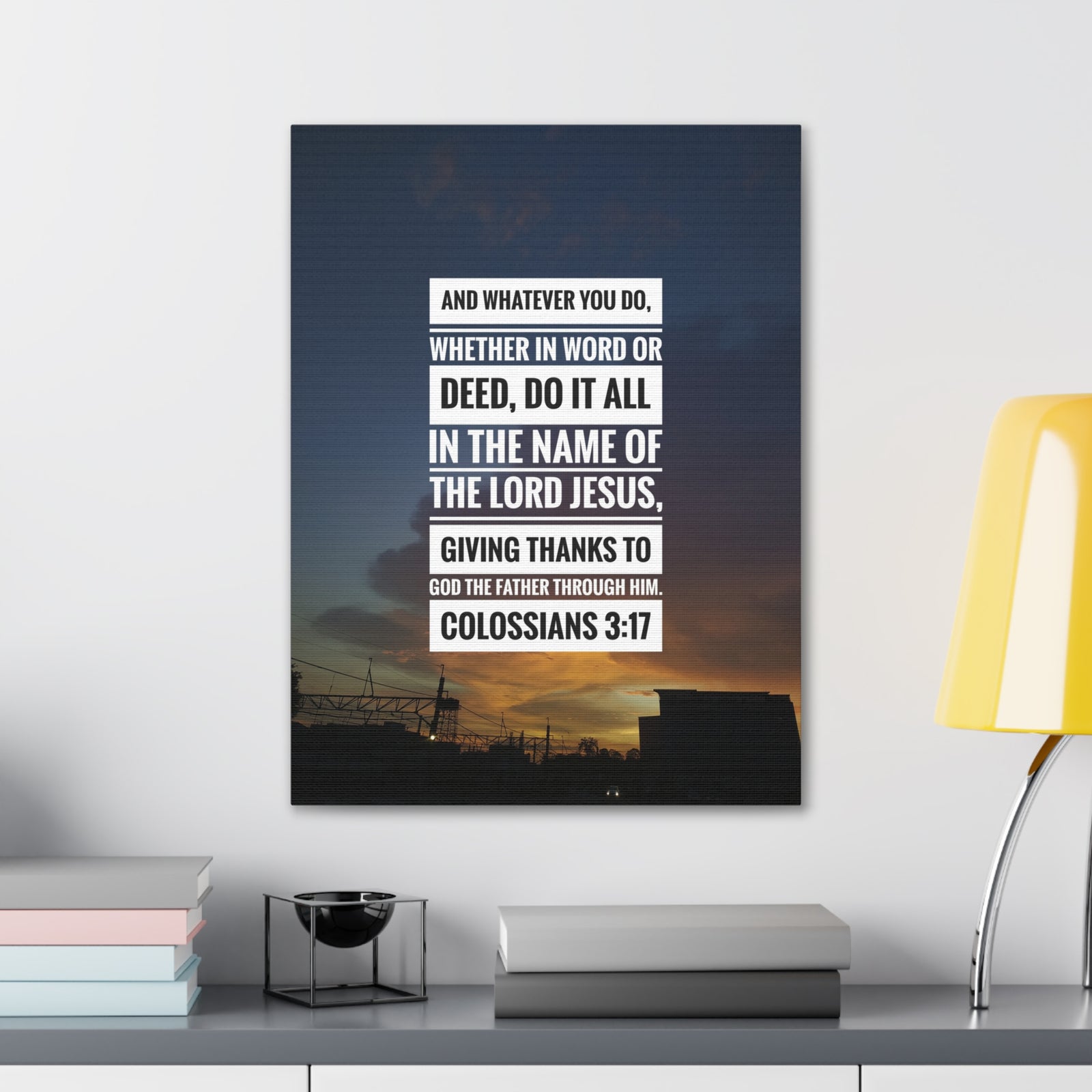 Scripture Canvas Thanks To God The Father Colossians 3:17 Christian Wall Art Bible Verse Print Ready to Hang-Express Your Love Gifts