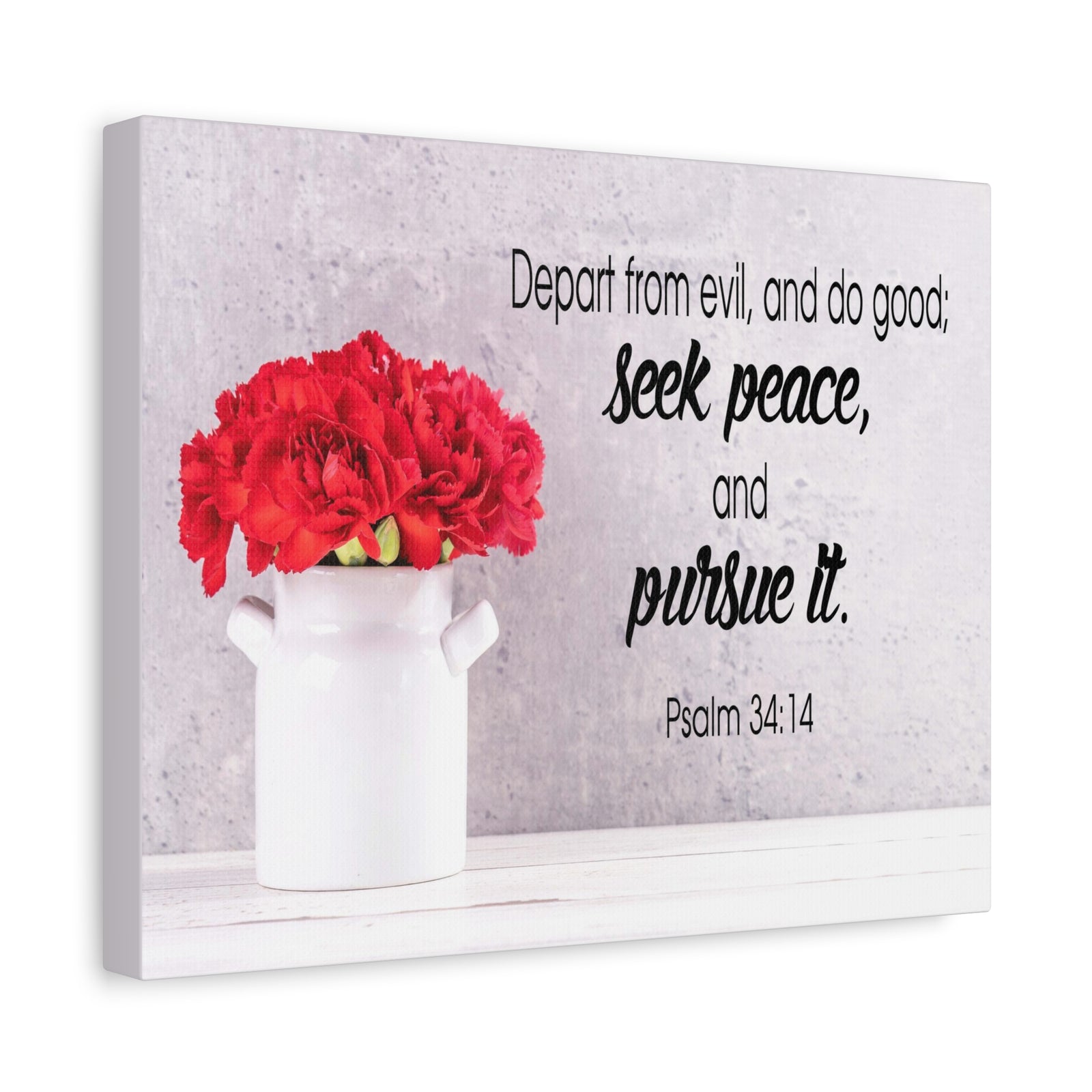 Scripture Canvas Seek Peace and Pursue It Psalm 34:14 Christian Wall Art Bible Verse Print Ready to Hang-Express Your Love Gifts