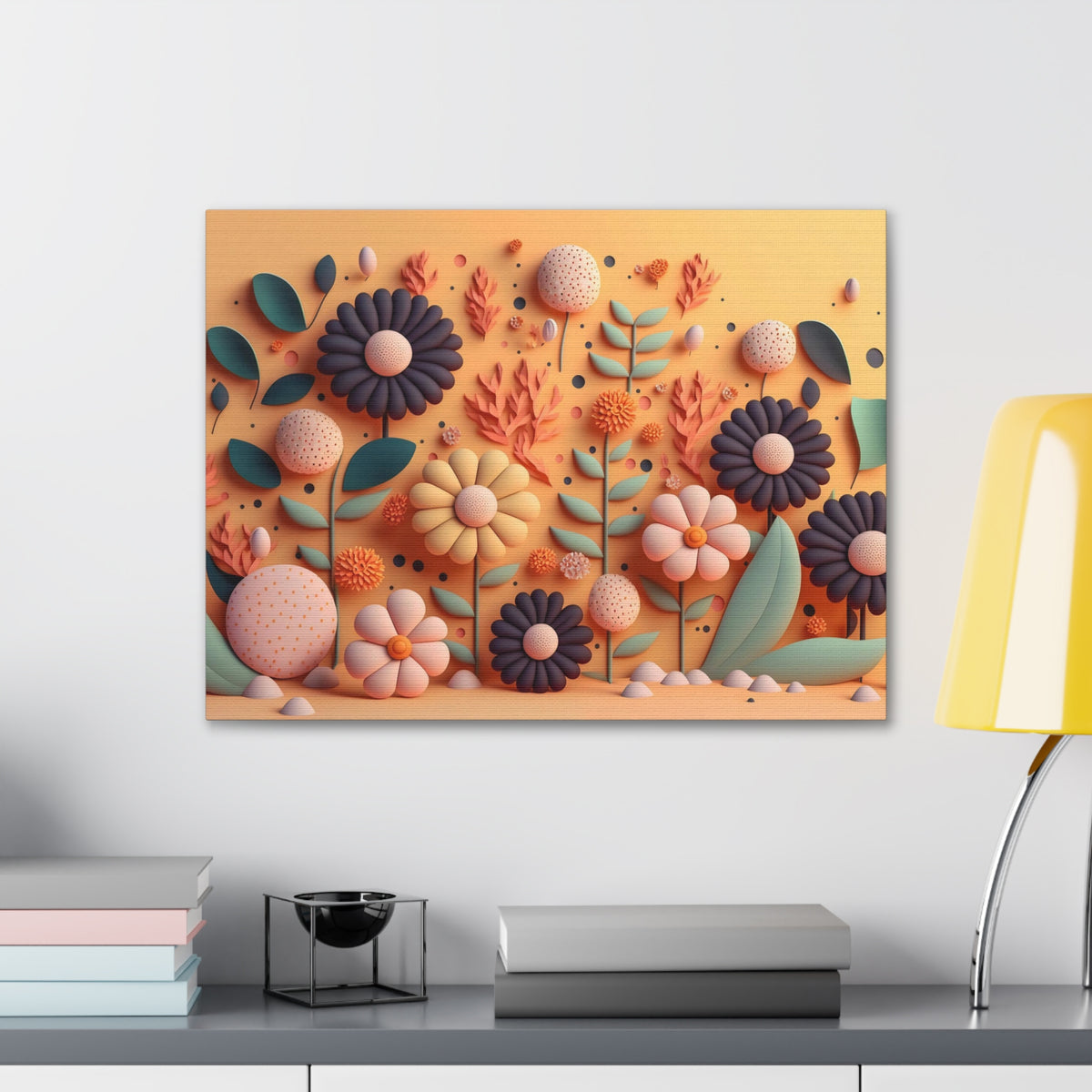 3D Floral Craft Wallpaper Flower Canvas Wall Art for Home Decor Ready-to-Hang-Express Your Love Gifts