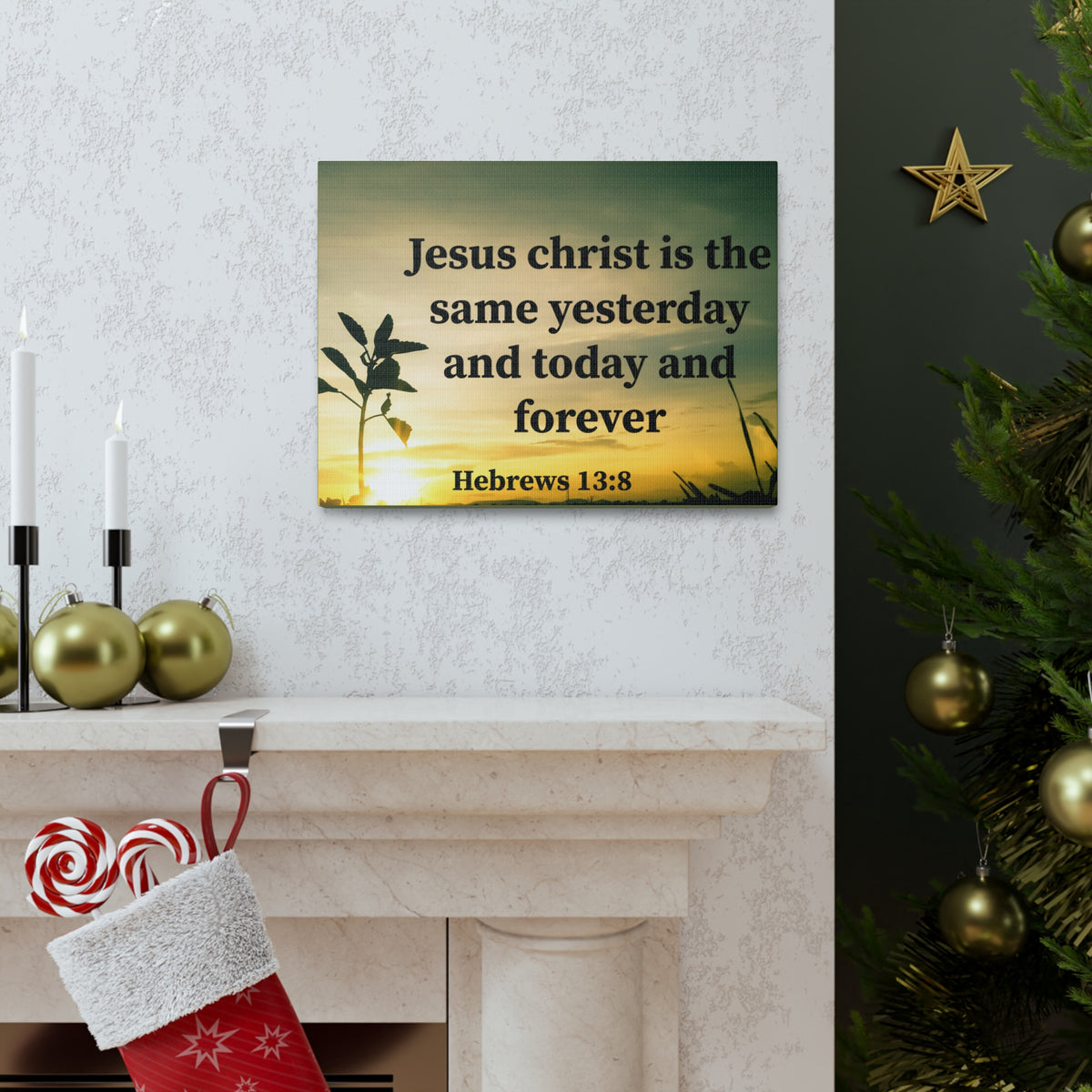 Scripture Walls Today And Forever Hebrews 13:8 Bible Verse Canvas Christian Wall Art Ready to Hang-Express Your Love Gifts
