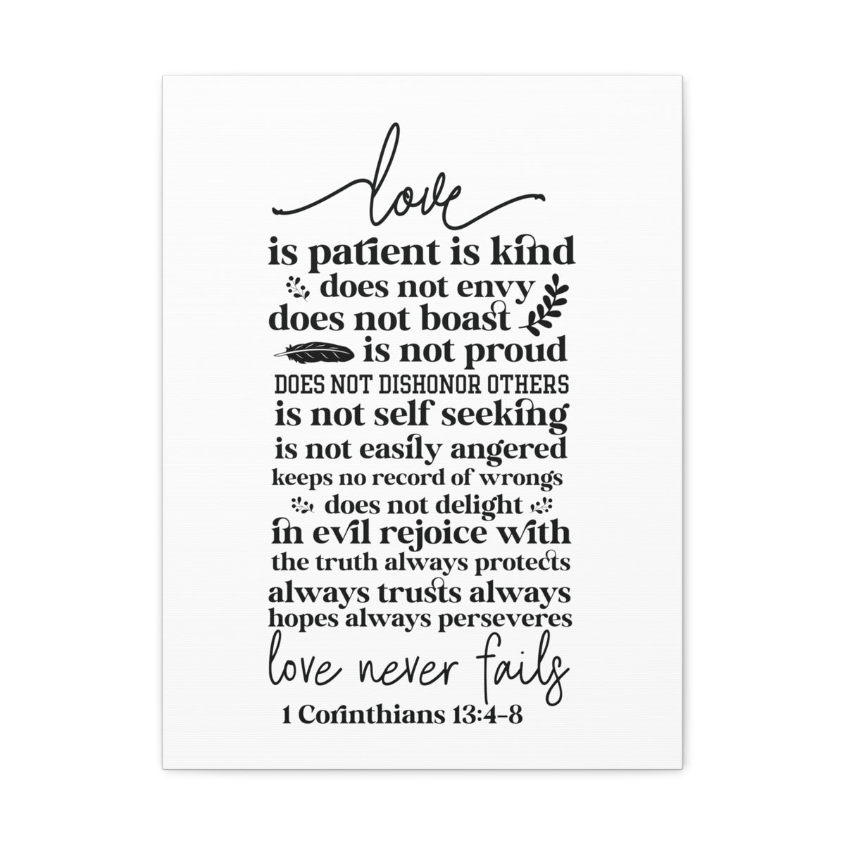 Scripture Walls 1 Corinthians 13:4-8 Love Is Bible Verse Canvas Christian Wall Art Ready to Hang Unframed-Express Your Love Gifts