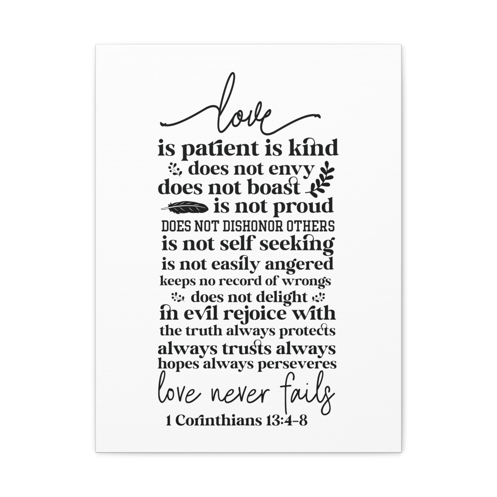Scripture Walls 1 Corinthians 13:4-8 Love Is Bible Verse Canvas Christian Wall Art Ready to Hang Unframed-Express Your Love Gifts