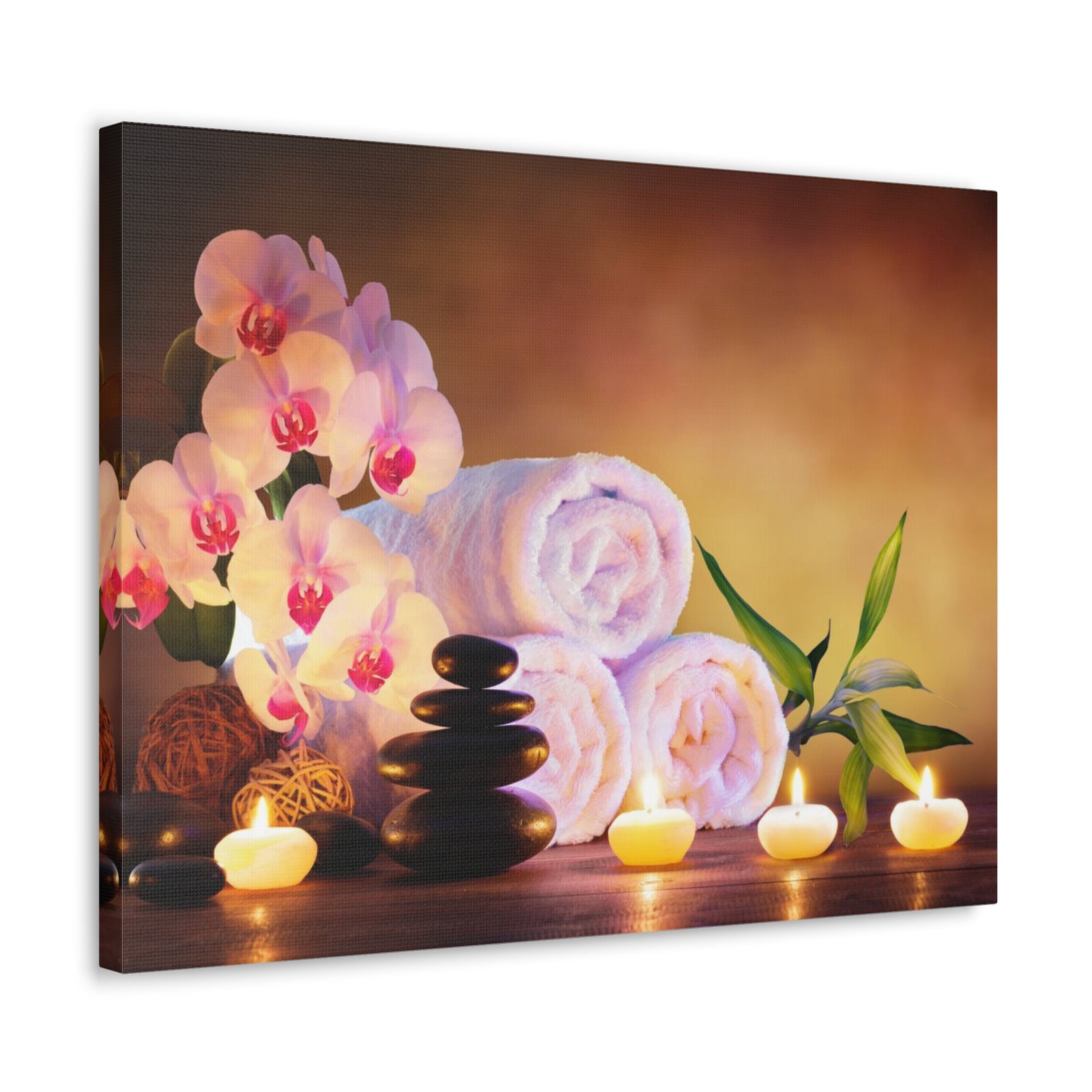 Massage Stones with Towels Forest Floral Nature Photography Canvas Wall Art for Home Decor Ready-to-Hang-Express Your Love Gifts