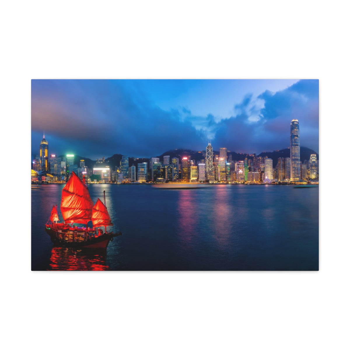 Hong Kong Night Skyline Canvas Artwork High-Quality Breathtaking Stunning Cityscape for Home Decor Ready to Hang-Express Your Love Gifts