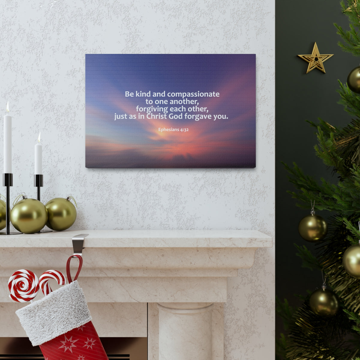 Scripture Canvas Kind and Compassionate Ephesians 4:32 Christian Wall Art Bible Verse Print Ready to Hang-Express Your Love Gifts