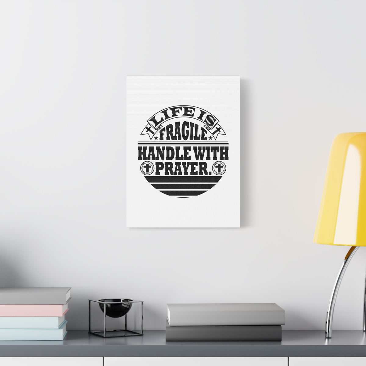 Scripture Canvas Handle With Prayer Psalm 39:4 Cross Christian Wall Art Bible Verse Print Ready to Hang-Express Your Love Gifts