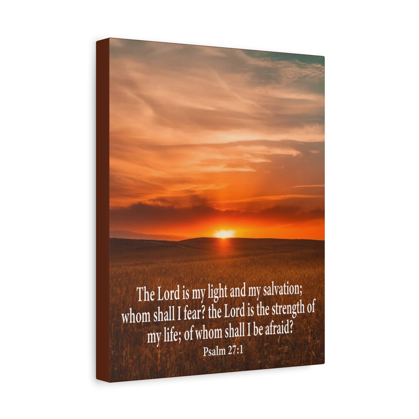 Bible Verse Canvas Lord is My Salvation Psalm 27:1 Christian Wall Décor Scripture Art Ready to Hang-Express Your Love Gifts