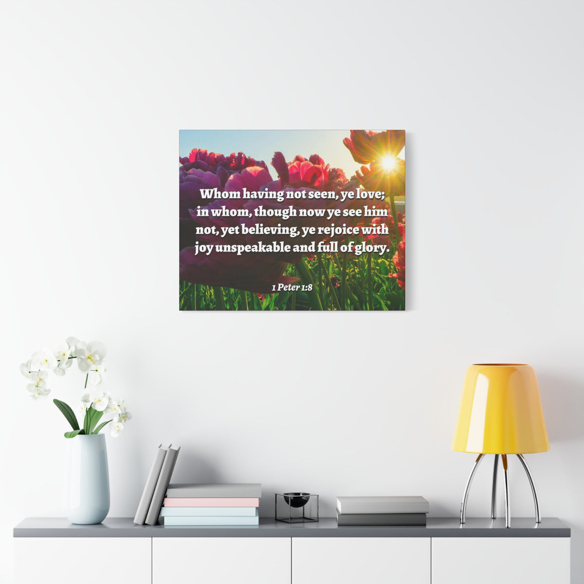 Scripture Canvas Not Seen 1 Peter 1:8 Christian Wall Art Bible Verse Print Ready to Hang-Express Your Love Gifts