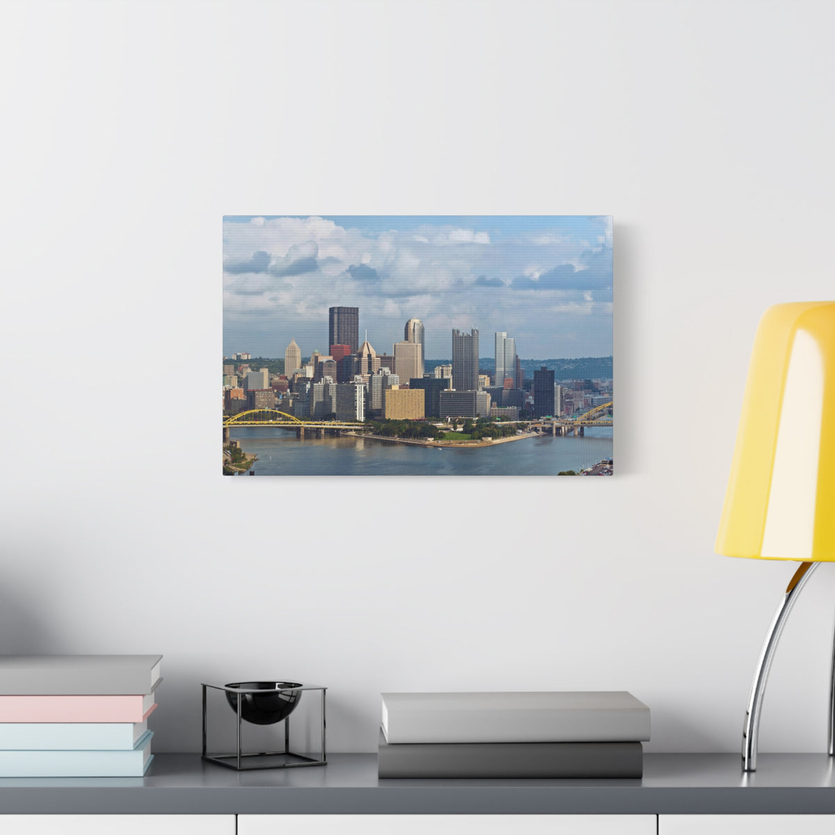 Pittsburgh Daytime Skyline Canvas Artwork High-Quality Breathtaking Stunning Cityscape for Home Decor Ready to Hang-Express Your Love Gifts