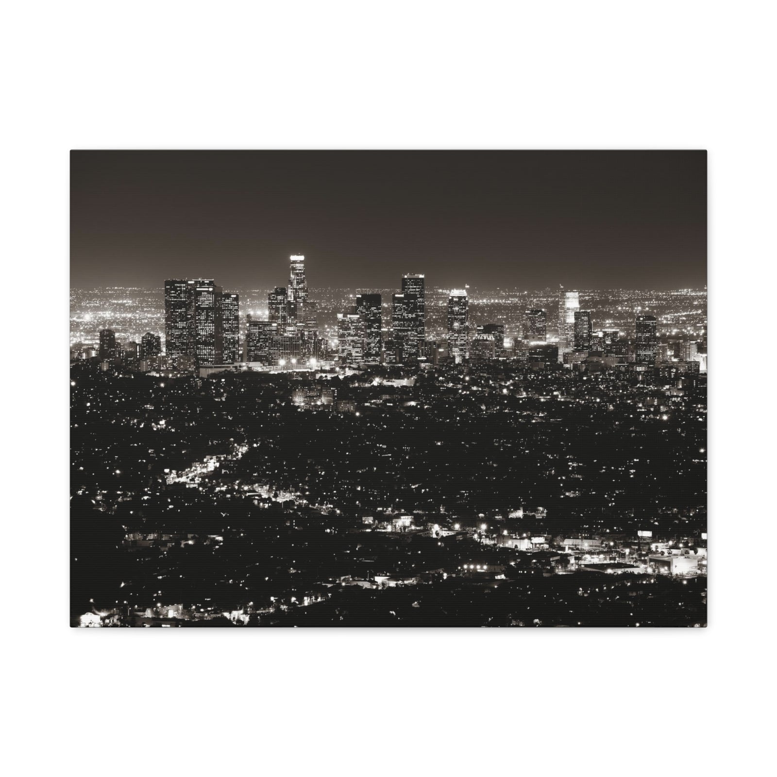 Los Angeles Black And White Skyline Canvas Artwork High-Quality Breathtaking Stunning Cityscape for Home Decor Ready to Hang-Express Your Love Gifts