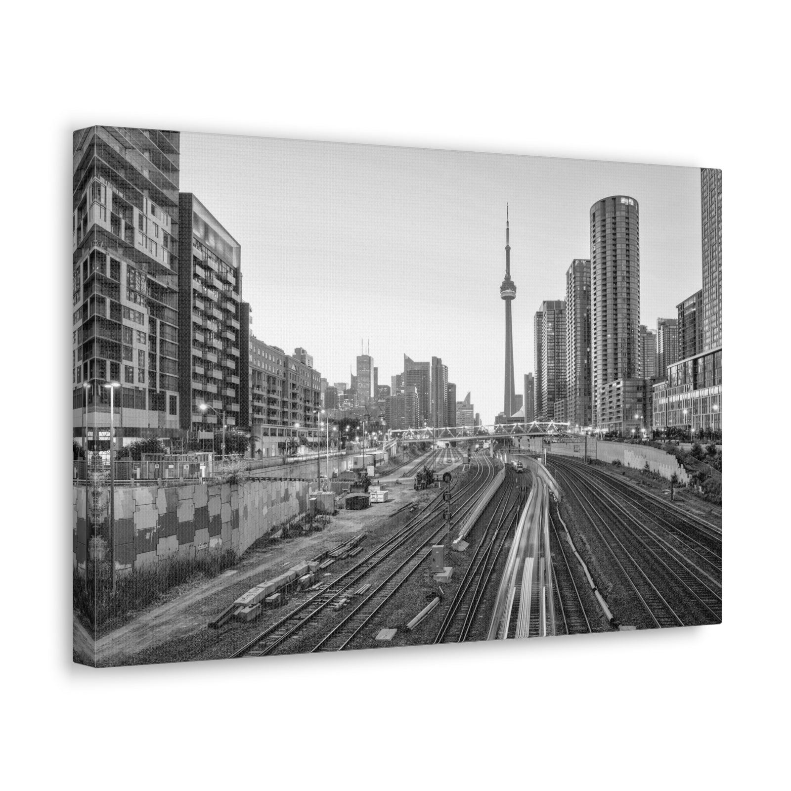 Toronto Black And White Skyline Canvas Artwork High-Quality Breathtaking Stunning Cityscape for Home Decor Ready to Hang-Express Your Love Gifts