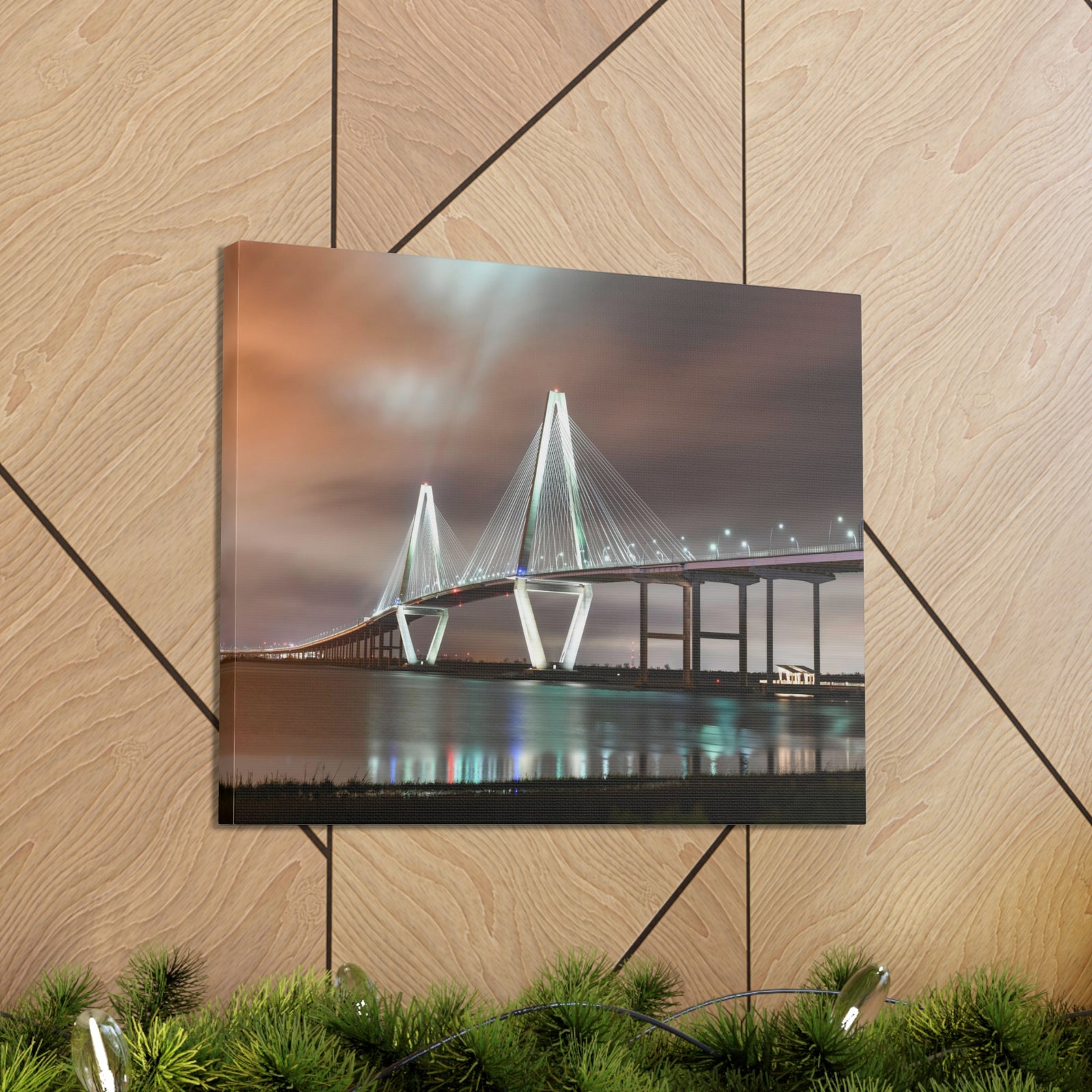 River Bridge Charleston South Carolina Nature Wilderness Photography Canvas Wall Art for Home Decor Ready-to-Hang-Express Your Love Gifts