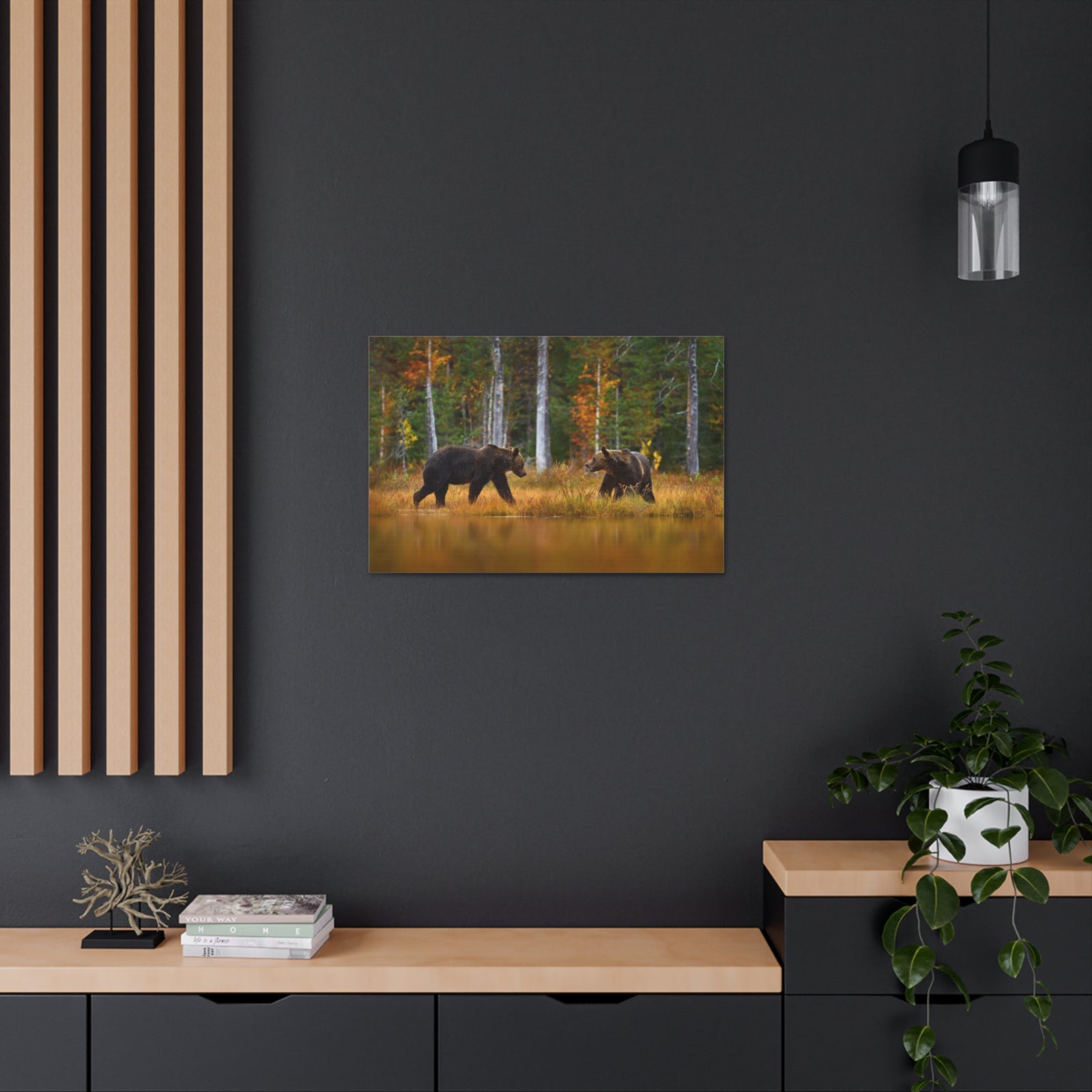 Spring Forest Bears Nature Wilderness Photography Canvas Wall Art for Home Decor Ready-to-Hang-Express Your Love Gifts