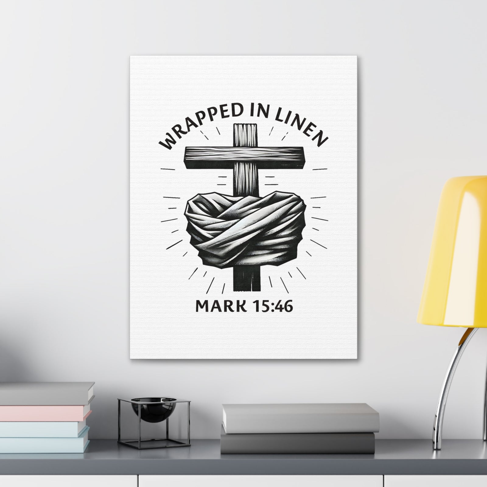 Scripture Walls Mark 15:46 Wrapped in Linen Bible Verse Canvas Christian Wall Art Ready to Hang Unframed-Express Your Love Gifts