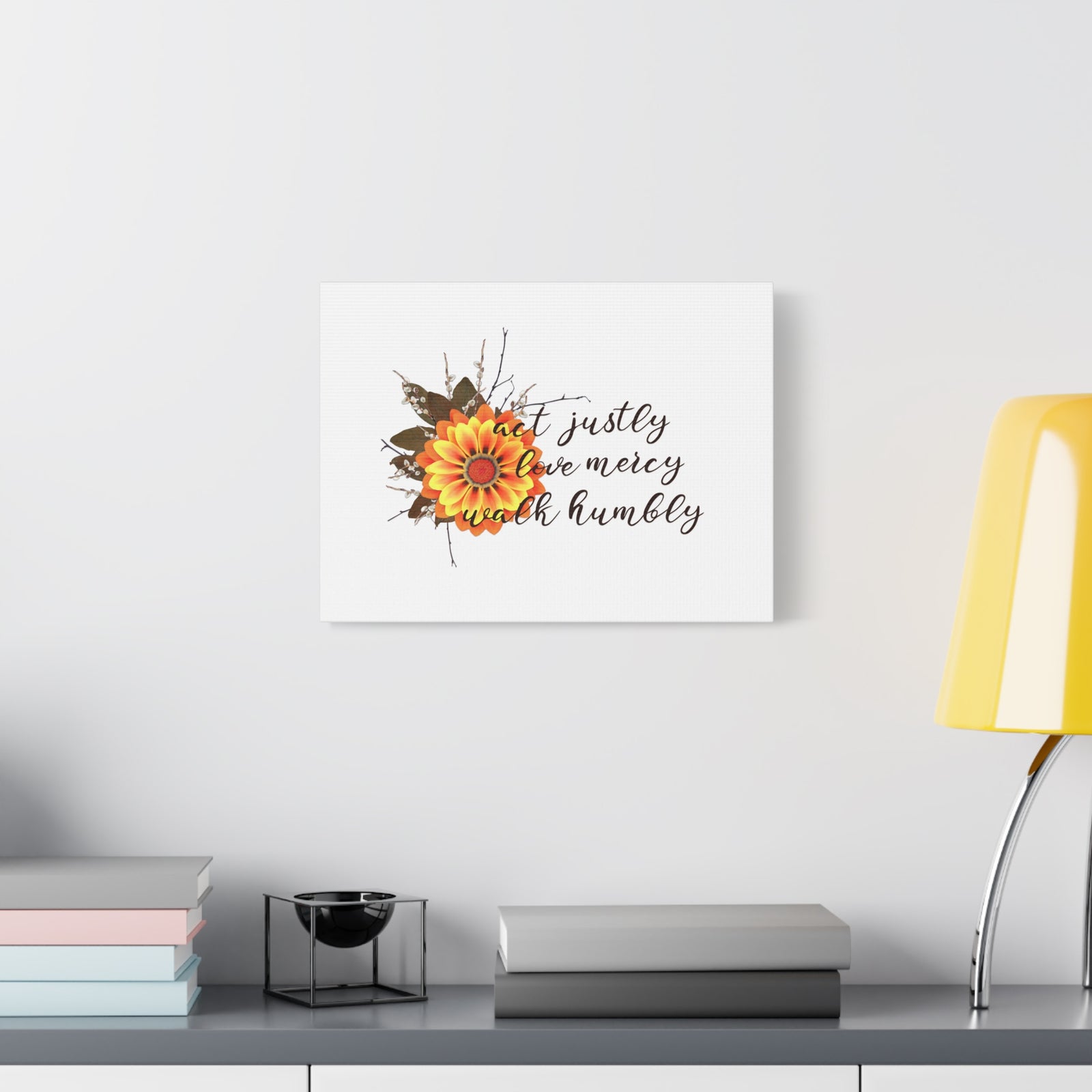 Scripture Walls Micah 6:8 Act Justly Sunflower Bible Verse Canvas Christian Wall Art Ready to Hang Unframed-Express Your Love Gifts