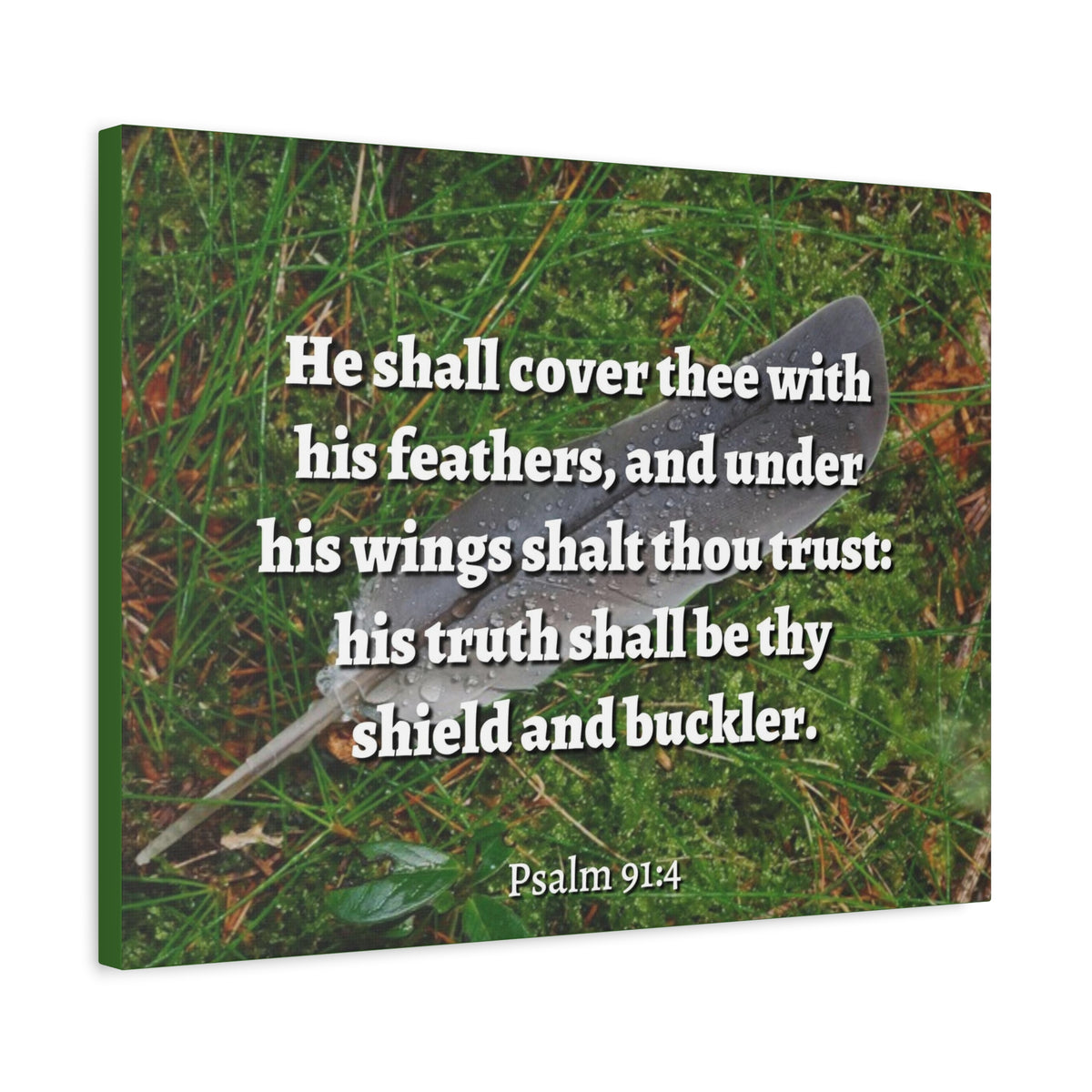Scripture Canvas Shield And Buckler Psalms 91:4 Christian Wall Art Bible Verse Print Ready to Hang-Express Your Love Gifts