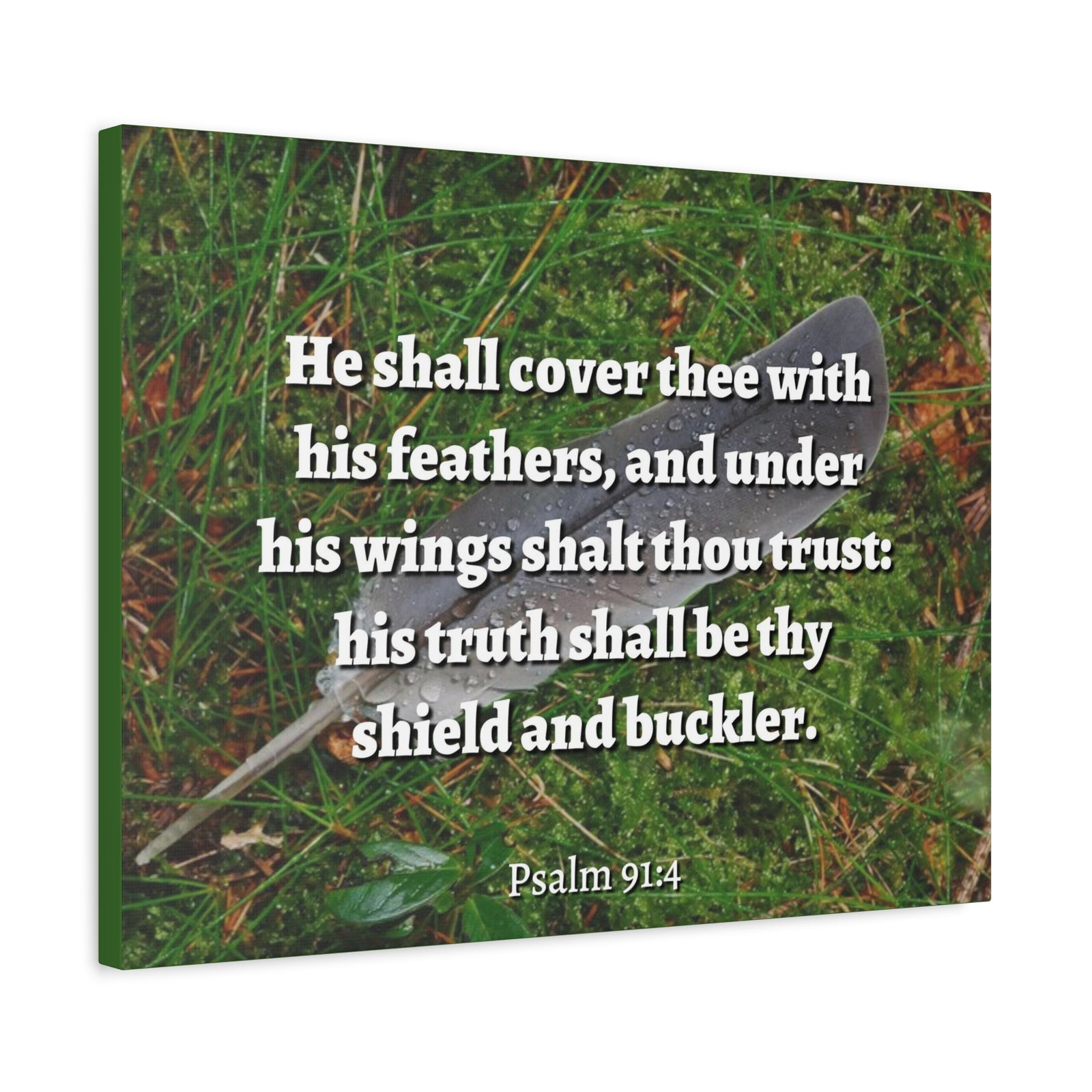 Scripture Canvas Shield And Buckler Psalms 91:4 Christian Wall Art Bible Verse Print Ready to Hang-Express Your Love Gifts
