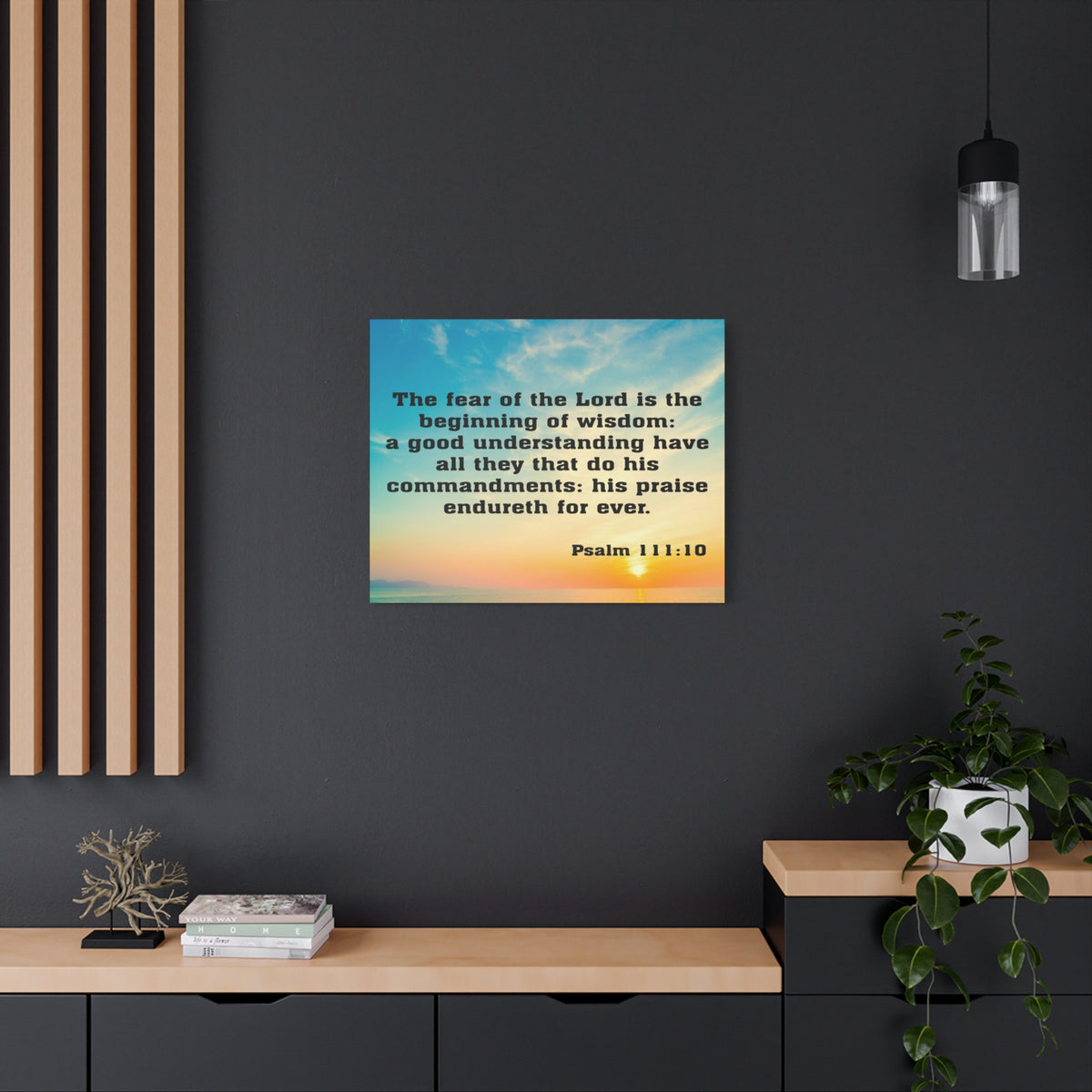 Bible Verse Canvas The Fear of The Lord is The Beginning of Wisdom Psalm 111:10 Christian Home Décor Wall Art Scripture Ready to Hang Faith Print-Express Your Love Gifts