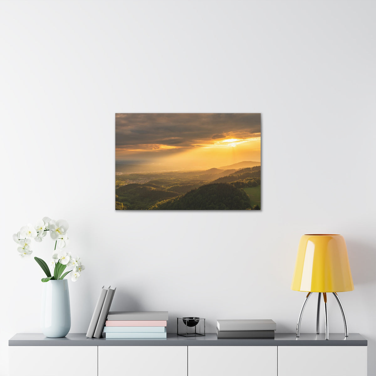 Sunrise Over Golden Mountains Nature Wilderness Photography Canvas Wall Art for Home Decor Ready-to-Hang-Express Your Love Gifts