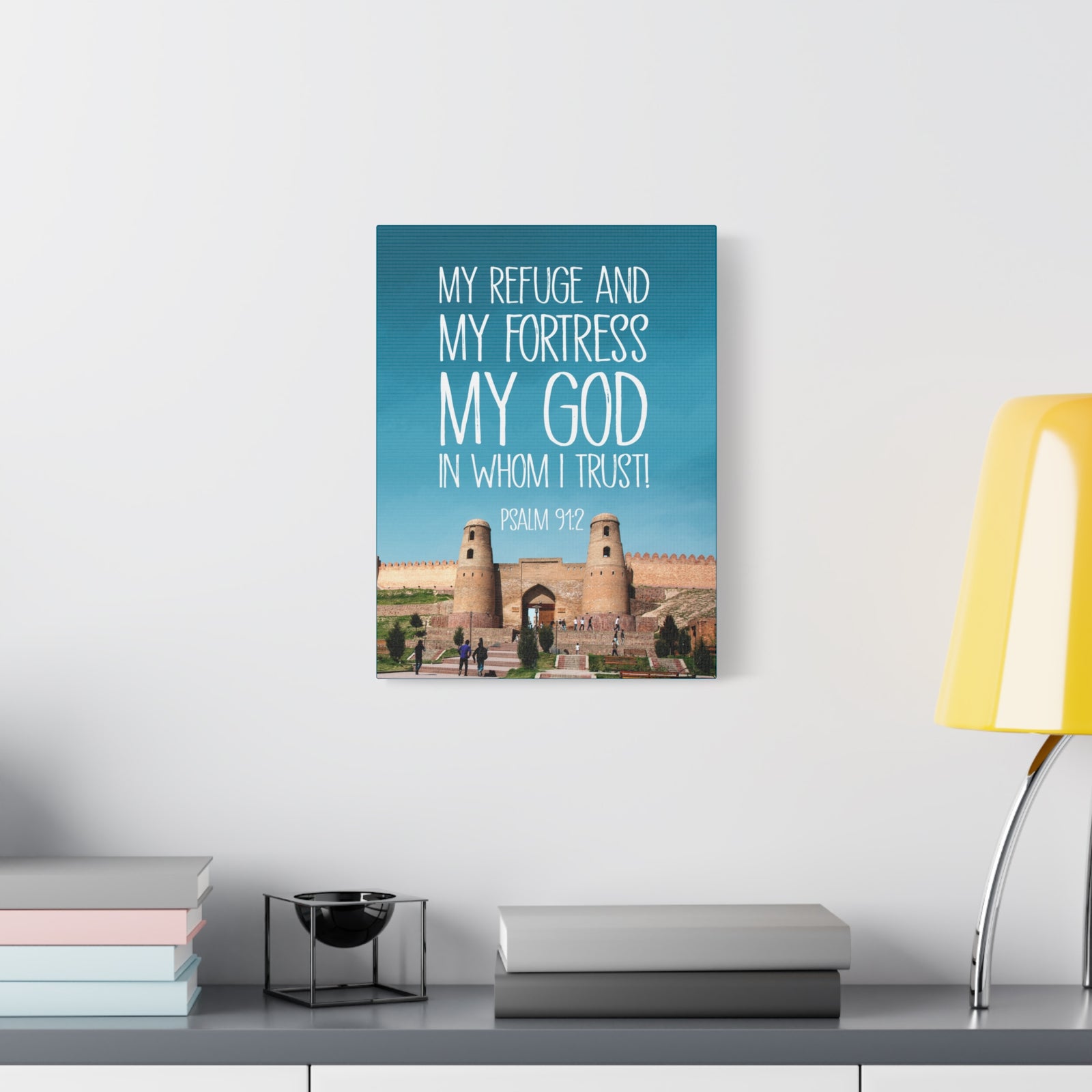 Scripture Walls In Whom I Trust Psalm 91:2 Bible Verse Canvas Christian Wall Art Ready to Hang-Express Your Love Gifts