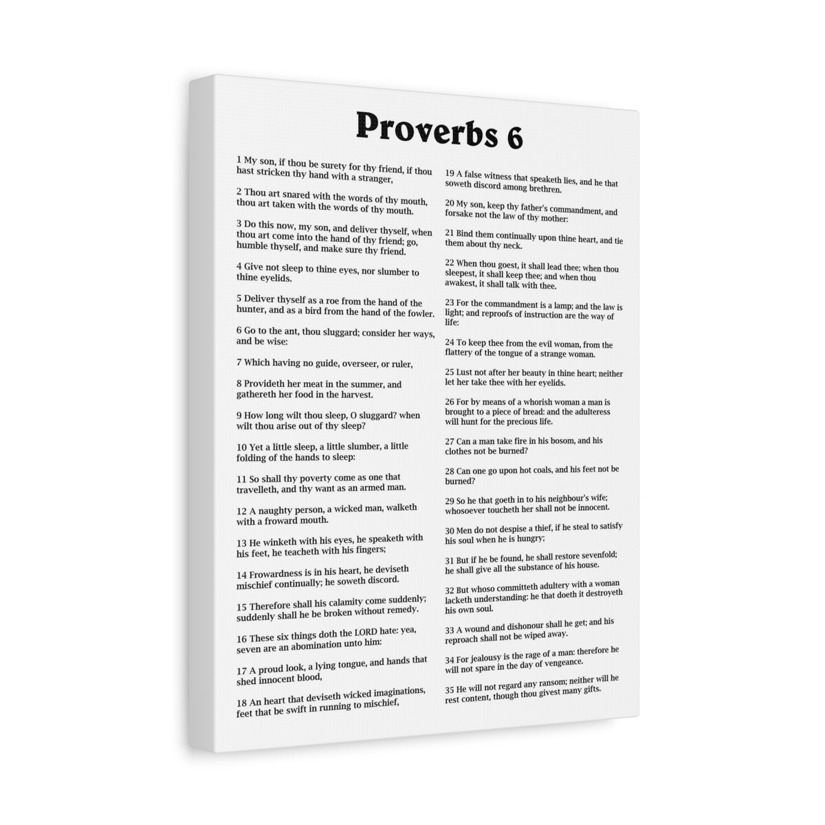 Scripture Walls Proverbs Chapter 6 White Bible Canvas Christian Wall Art Ready to Hang Unframed-Express Your Love Gifts