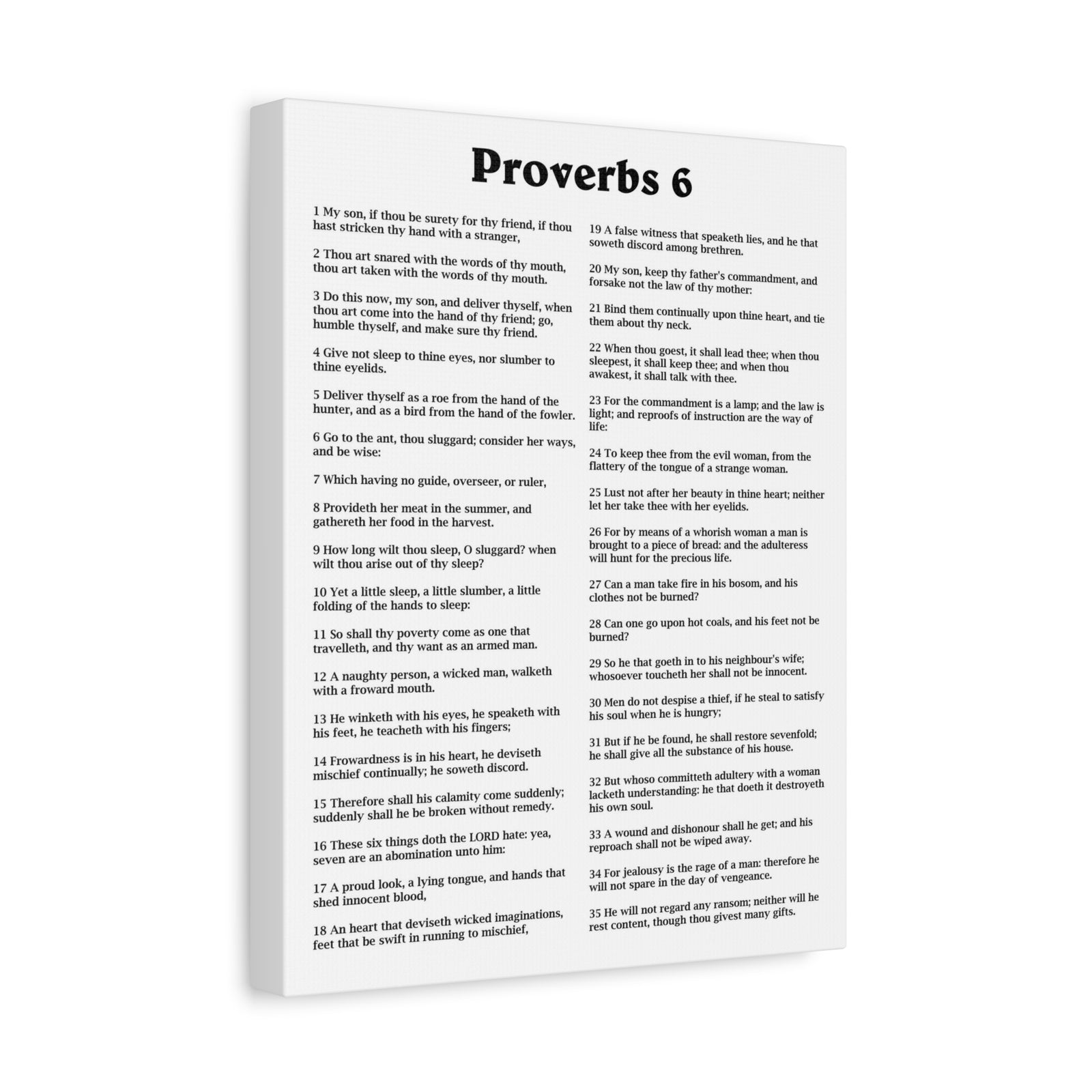 Scripture Walls Proverbs Chapter 6 White Bible Canvas Christian Wall Art Ready to Hang Unframed-Express Your Love Gifts