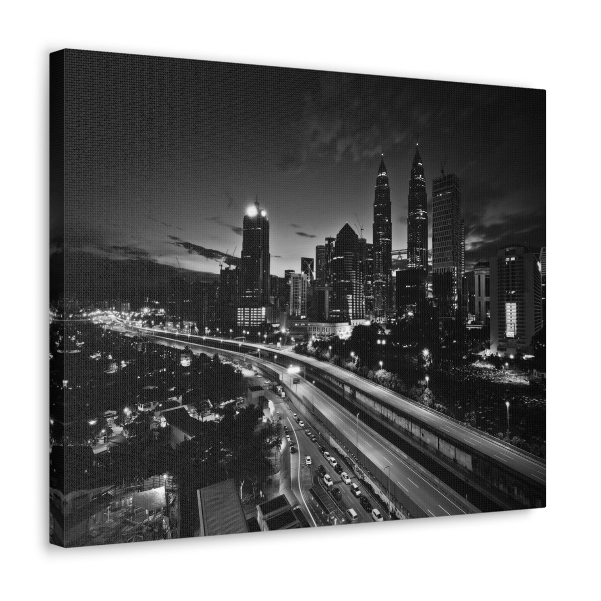 Kuala Lumpur Black And White Skyline Canvas Artwork High-Quality Breathtaking Stunning Cityscape for Home Decor Ready to Hang-Express Your Love Gifts