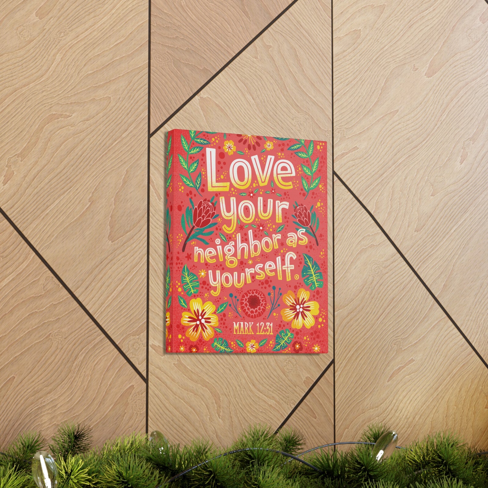 Scripture Walls Love Your Neighbor Mark 12:31 Bible Verse Canvas Christian Wall Art Ready to Hang-Express Your Love Gifts