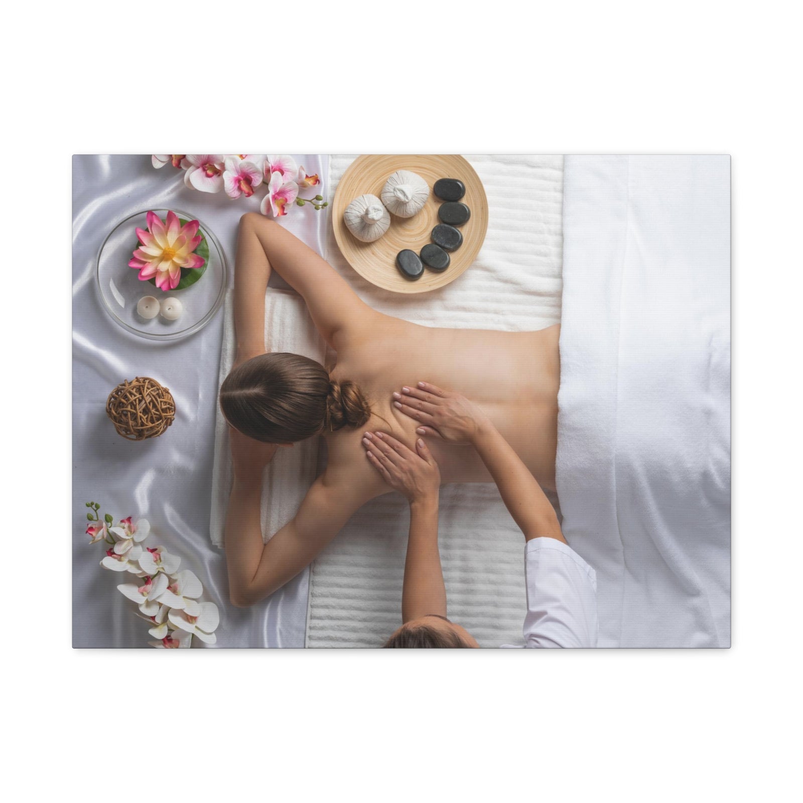 Woman Spa Massage Forest Floral Nature Photography Canvas Wall Art for Home Decor Ready-to-Hang-Express Your Love Gifts