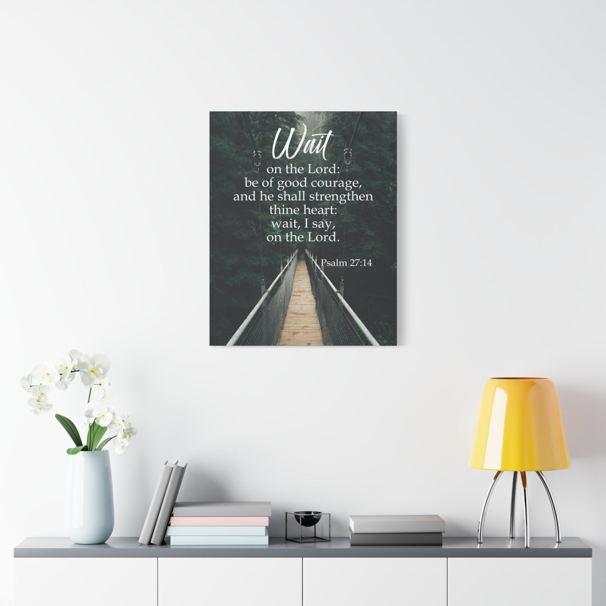 Bible Verse Canvas Wait on the Lord Psalm 27:14 Wall Art Christian Home Decor-Express Your Love Gifts
