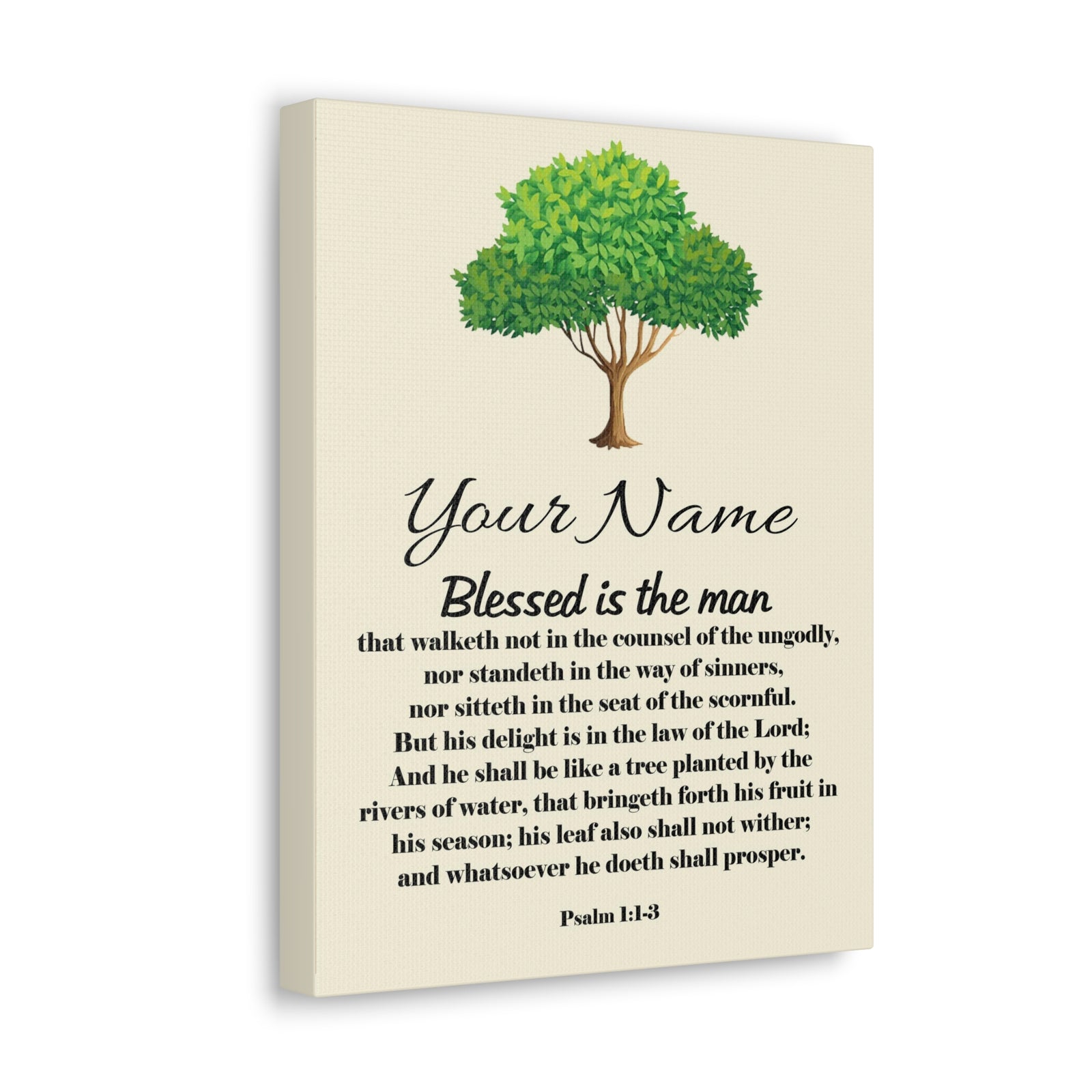 Scripture Walls Personalized Blessed is the Man Psalm 1:1-3 Bible Chapter Canvas Christian Wall Art Ready to Hang-Express Your Love Gifts