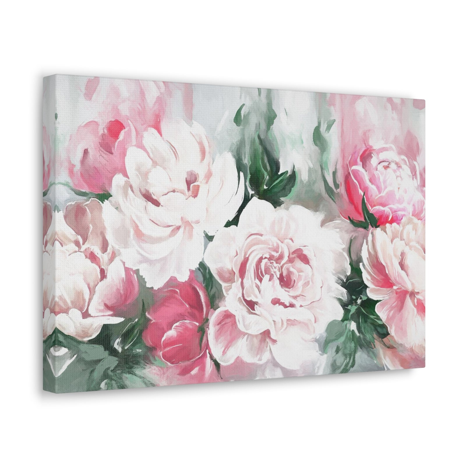 Pink And White Flower Rose And Peonies Flower Canvas Wall Art for Home Decor Ready-to-Hang-Express Your Love Gifts