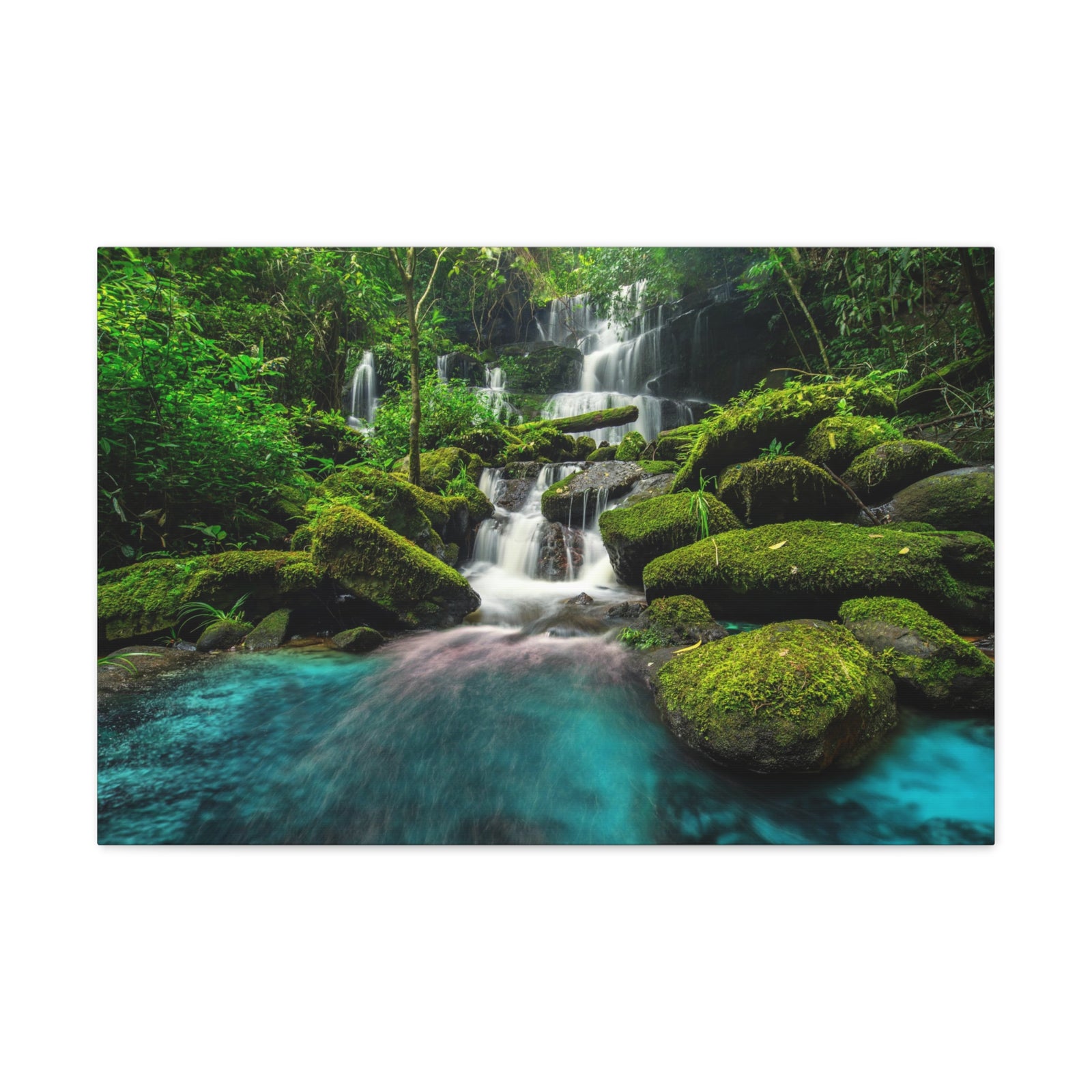Forest Waterfall In Thailand Modern Multicolor Scenic Nature Photography Canvas Home Office Decor Ready to Hang-Express Your Love Gifts