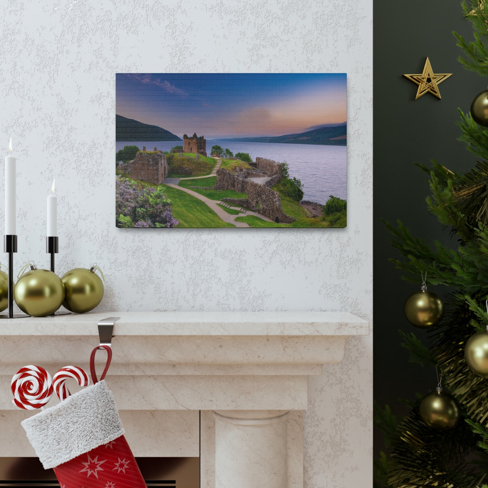 Ruins of Urquhart Castle Ness Scotland Nature Wilderness Photography Canvas Wall Art for Home Decor Ready-to-Hang-Express Your Love Gifts