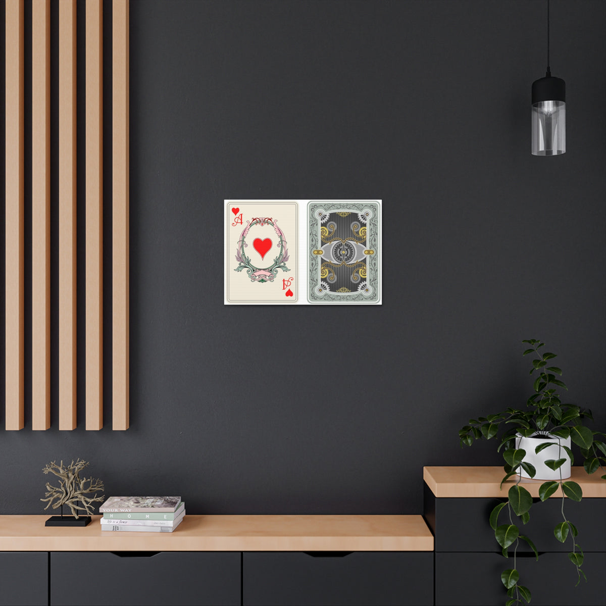 Steampunk Style Ace Of Hearts Playing Card Canvas Wall Art for Home Decor Ready-to-Hang-Express Your Love Gifts