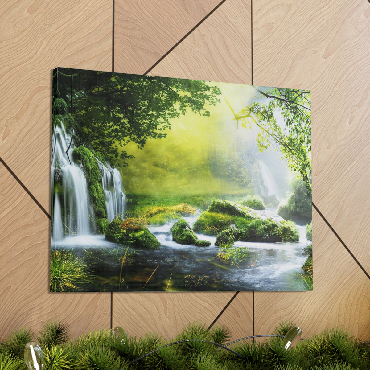 Tropical Forest Falls Nature Wilderness Photography Canvas Wall Art for Home Decor Ready-to-Hang-Express Your Love Gifts