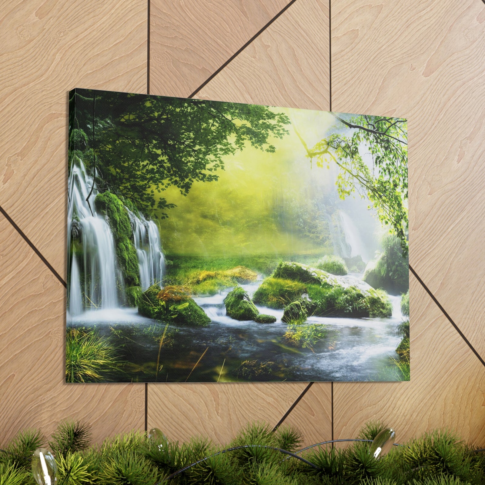 Tropical Forest Falls Nature Wilderness Photography Canvas Wall Art for Home Decor Ready-to-Hang-Express Your Love Gifts