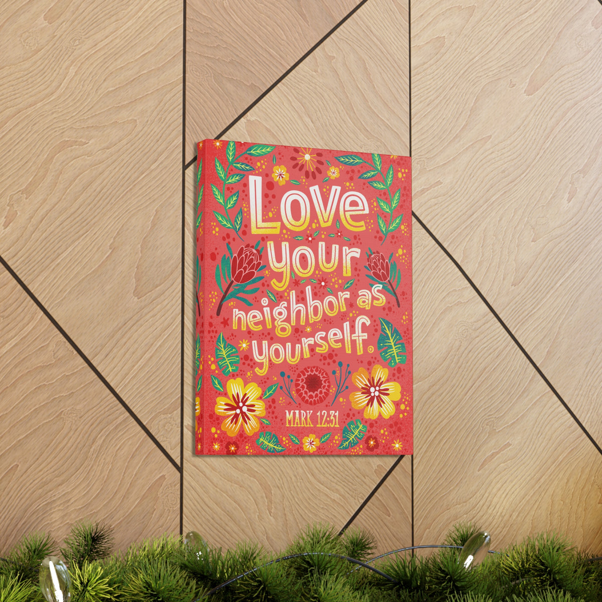 Scripture Walls Love Your Neighbor Mark 12:31 Bible Verse Canvas Christian Wall Art Ready to Hang-Express Your Love Gifts