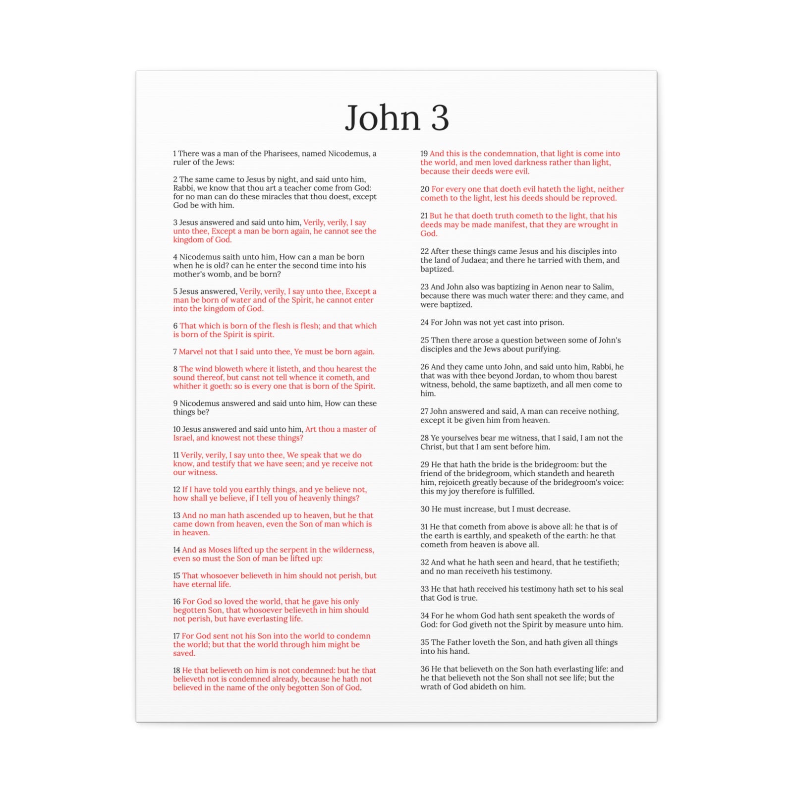 Scripture Walls John 3 Jesus and Nicodemus White Christian Wall Art Print Ready to Hang Unframed-Express Your Love Gifts