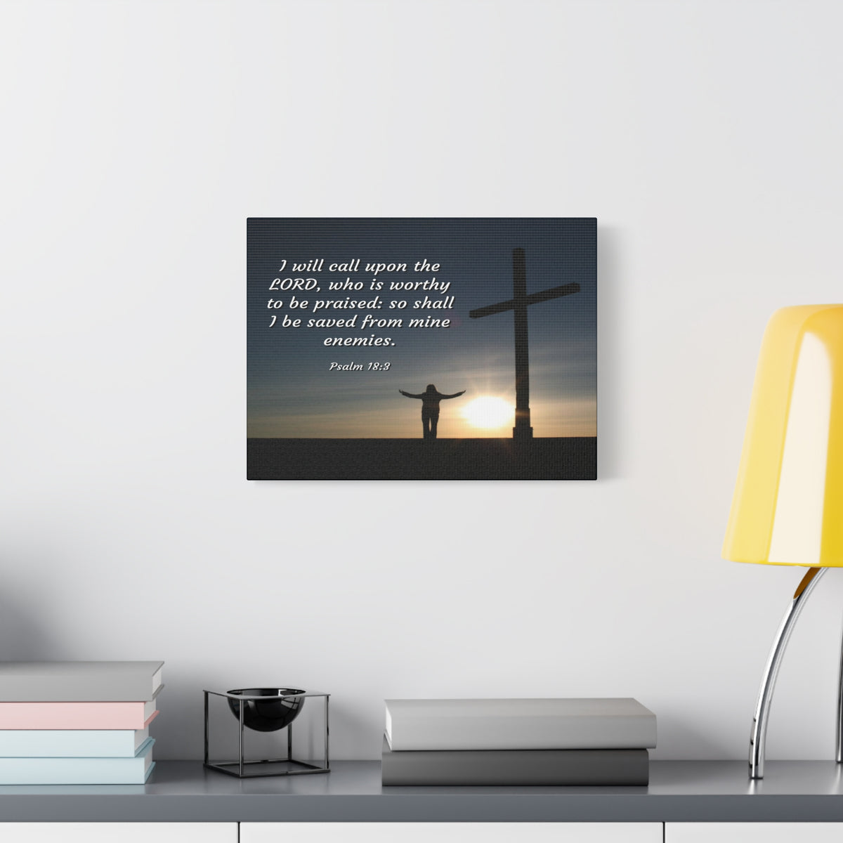 Scripture Canvas Worthy Psalm 18:3 Christian Wall Art Bible Verse Print Ready to Hang-Express Your Love Gifts
