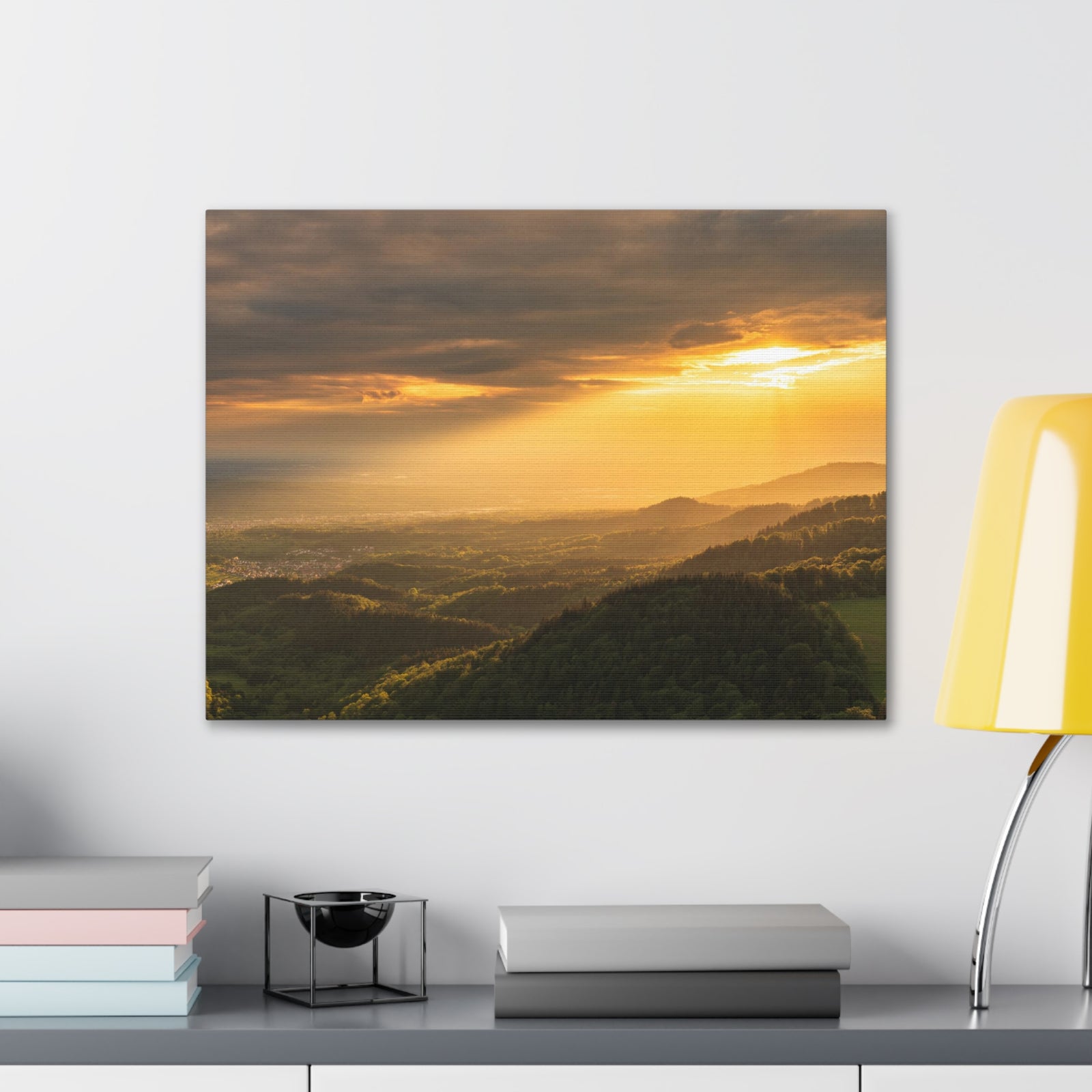 Sunrise Over Golden Mountains Nature Wilderness Photography Canvas Wall Art for Home Decor Ready-to-Hang-Express Your Love Gifts