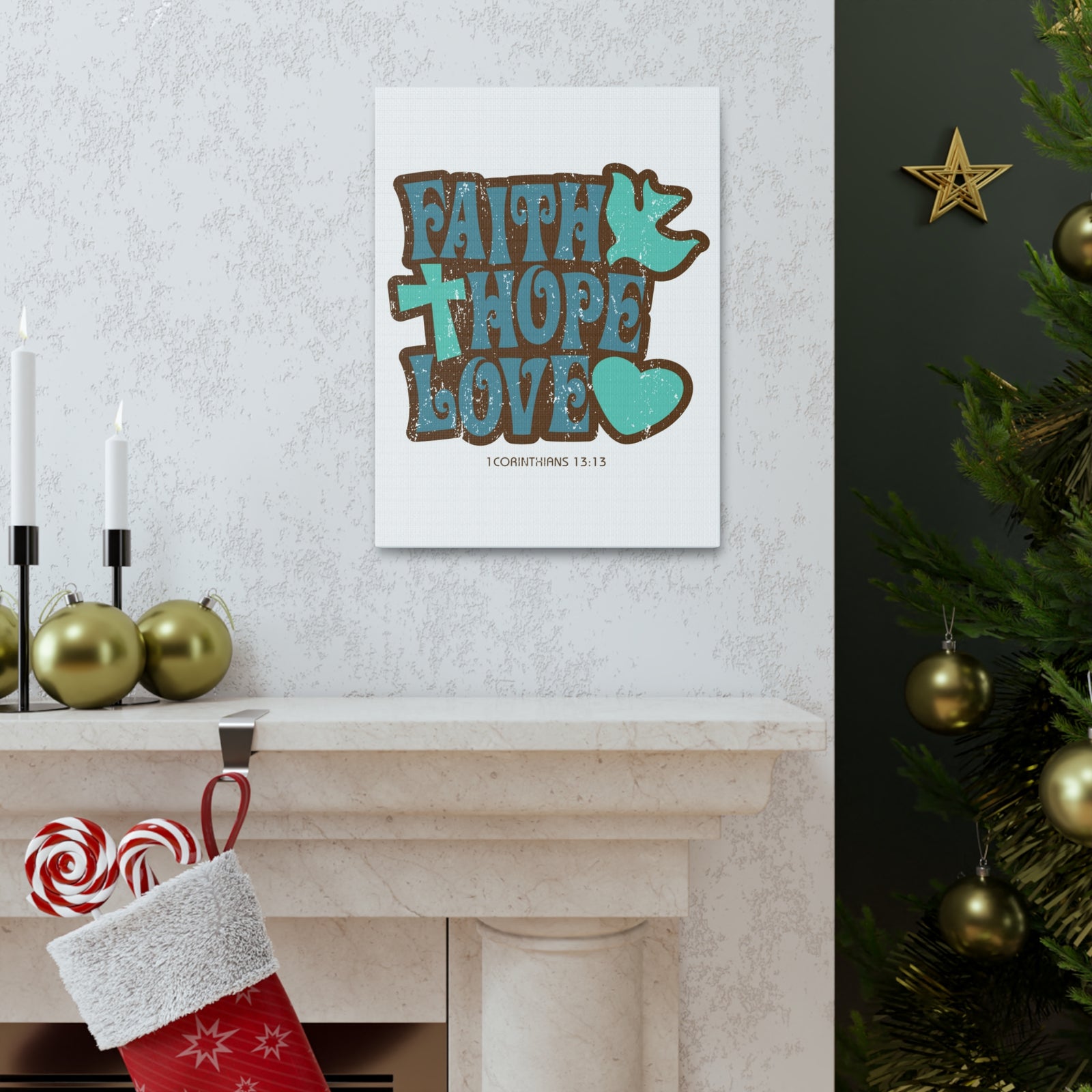 Scripture Walls Faith Hope Love 1 Corinthians 13:13 Bible Verse Canvas Christian Wall Art Ready To Hang-Express Your Love Gifts