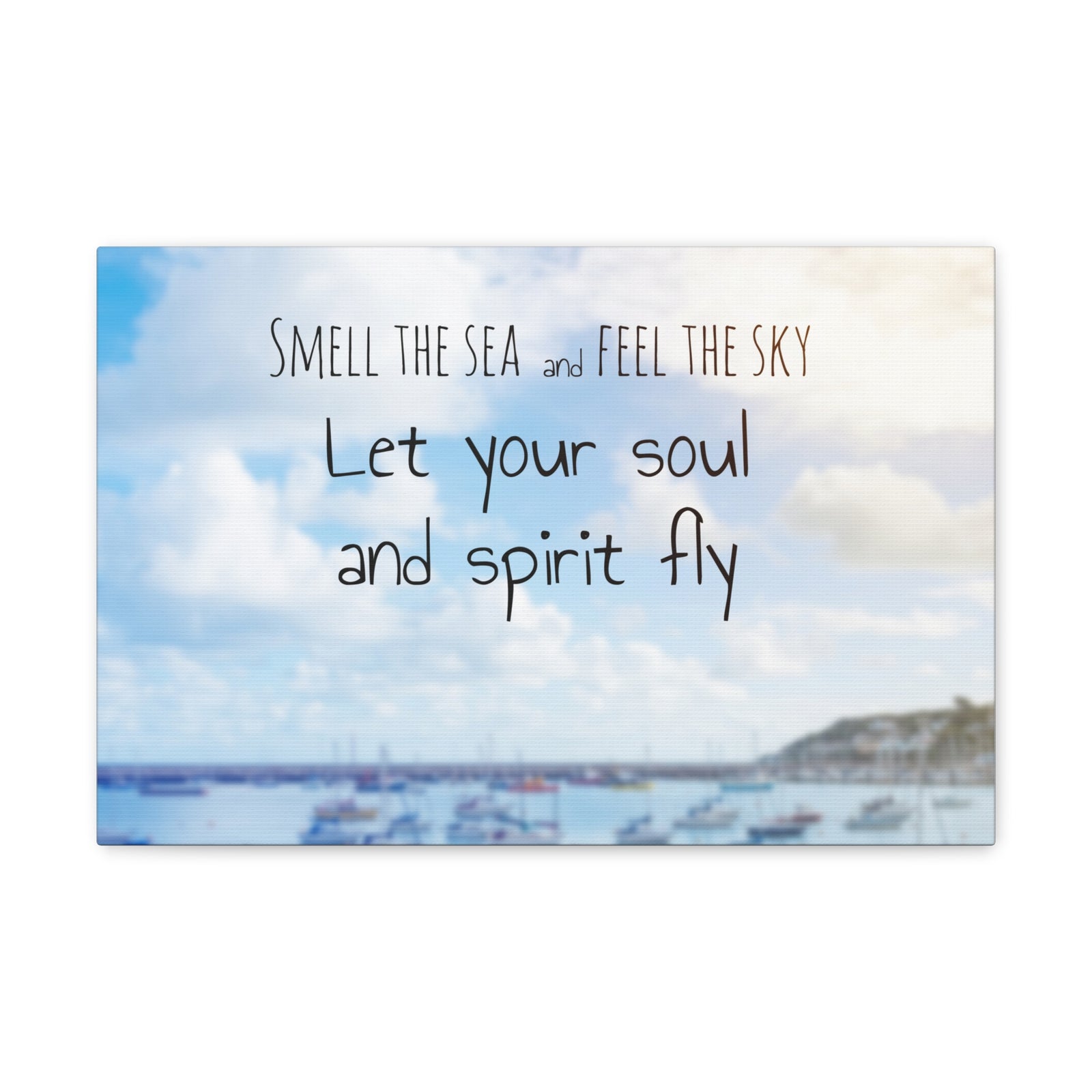 Inspirational Quote Canvas Smell The Sea And Feel The Sky Motivational Print Ready to Hang Artwork-Express Your Love Gifts
