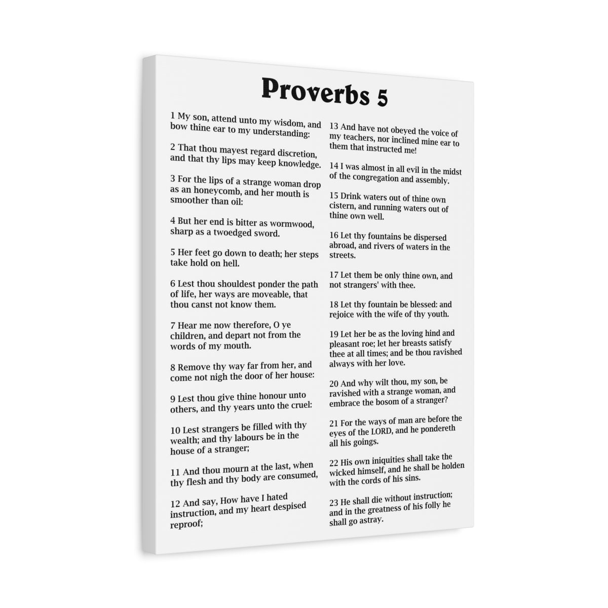 Scripture Walls Proverbs Chapter 5 White Bible Canvas Christian Wall Art Ready to Hang Unframed-Express Your Love Gifts