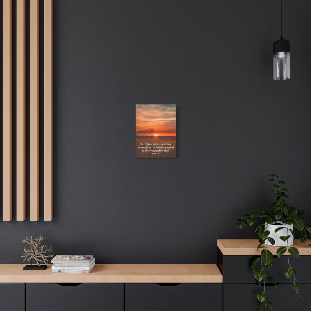 Bible Verse Canvas Lord is My Salvation Psalm 27:1 Christian Wall Décor Scripture Art Ready to Hang-Express Your Love Gifts